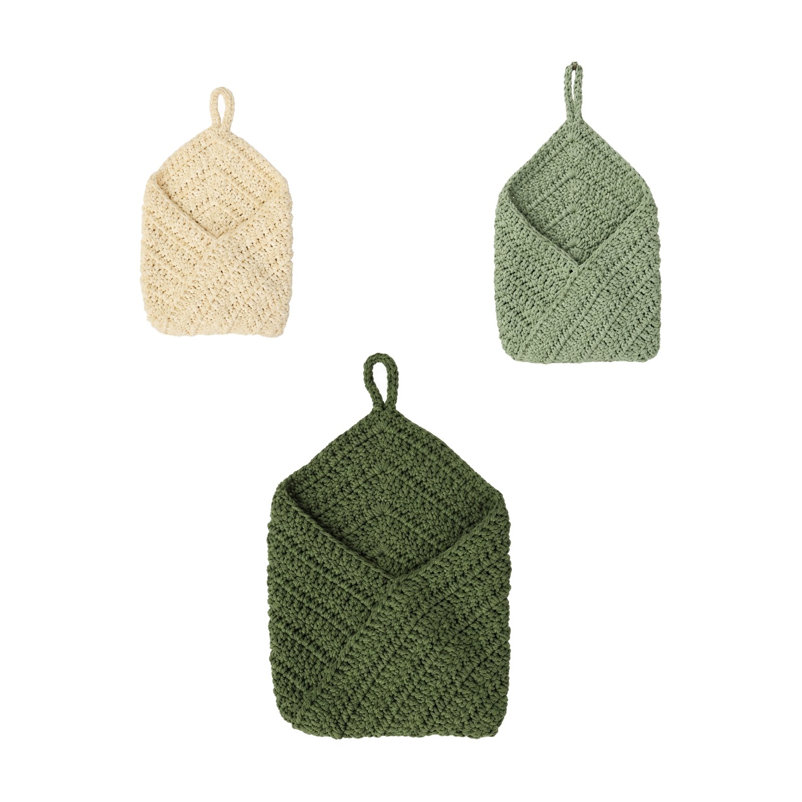 3-Piece Crochet Hanging Storage Bags