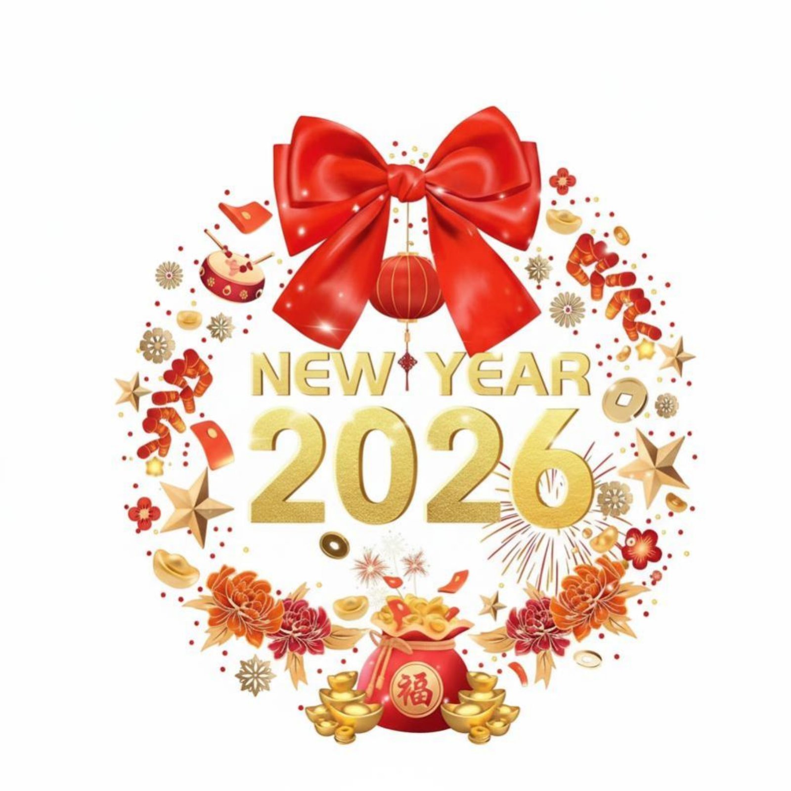 Set of 6 New Year Glass Decal