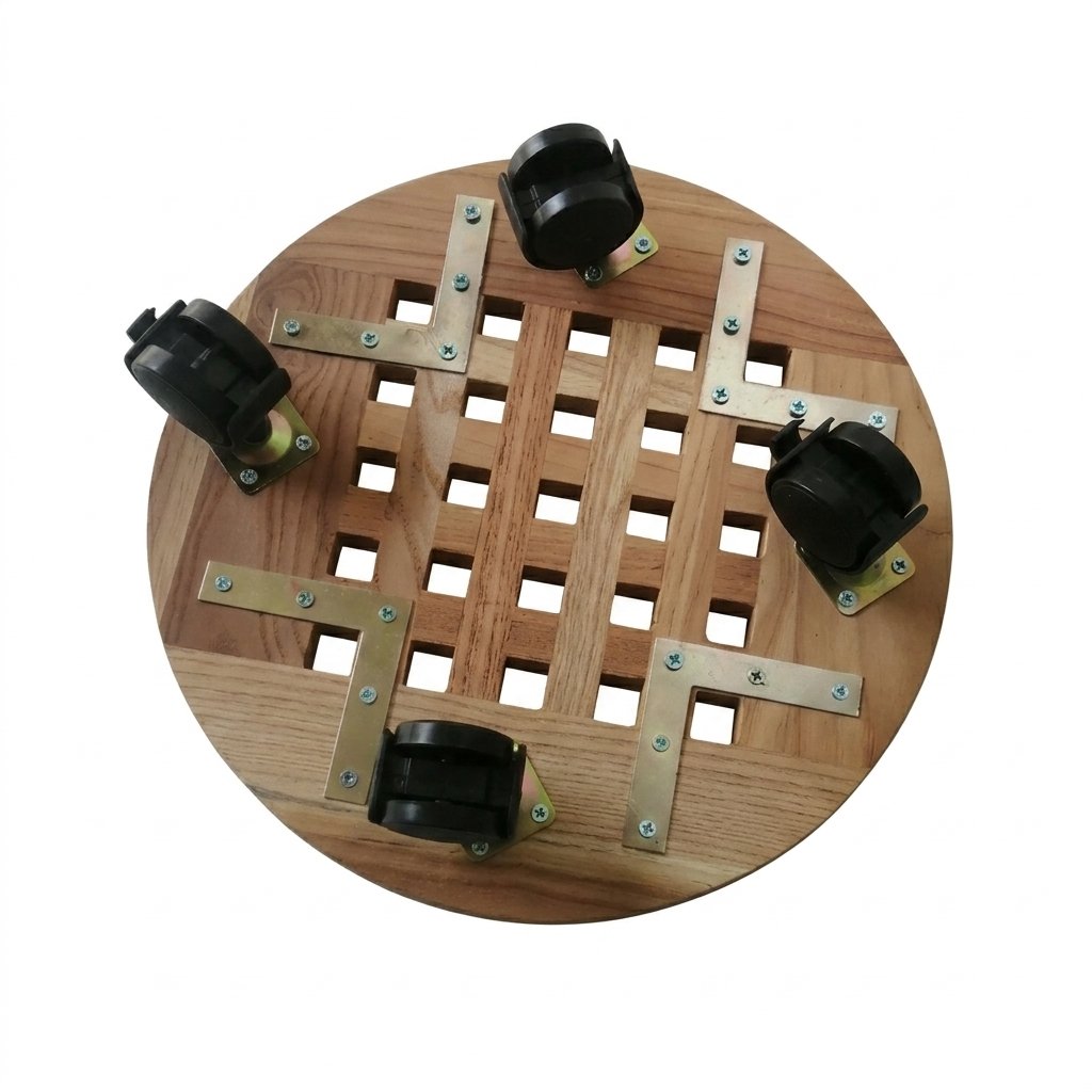 Round Wooden Plant Caddy
