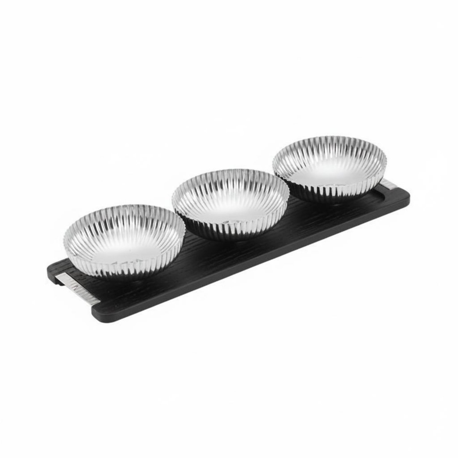 Wood Tray with Steel Bowls