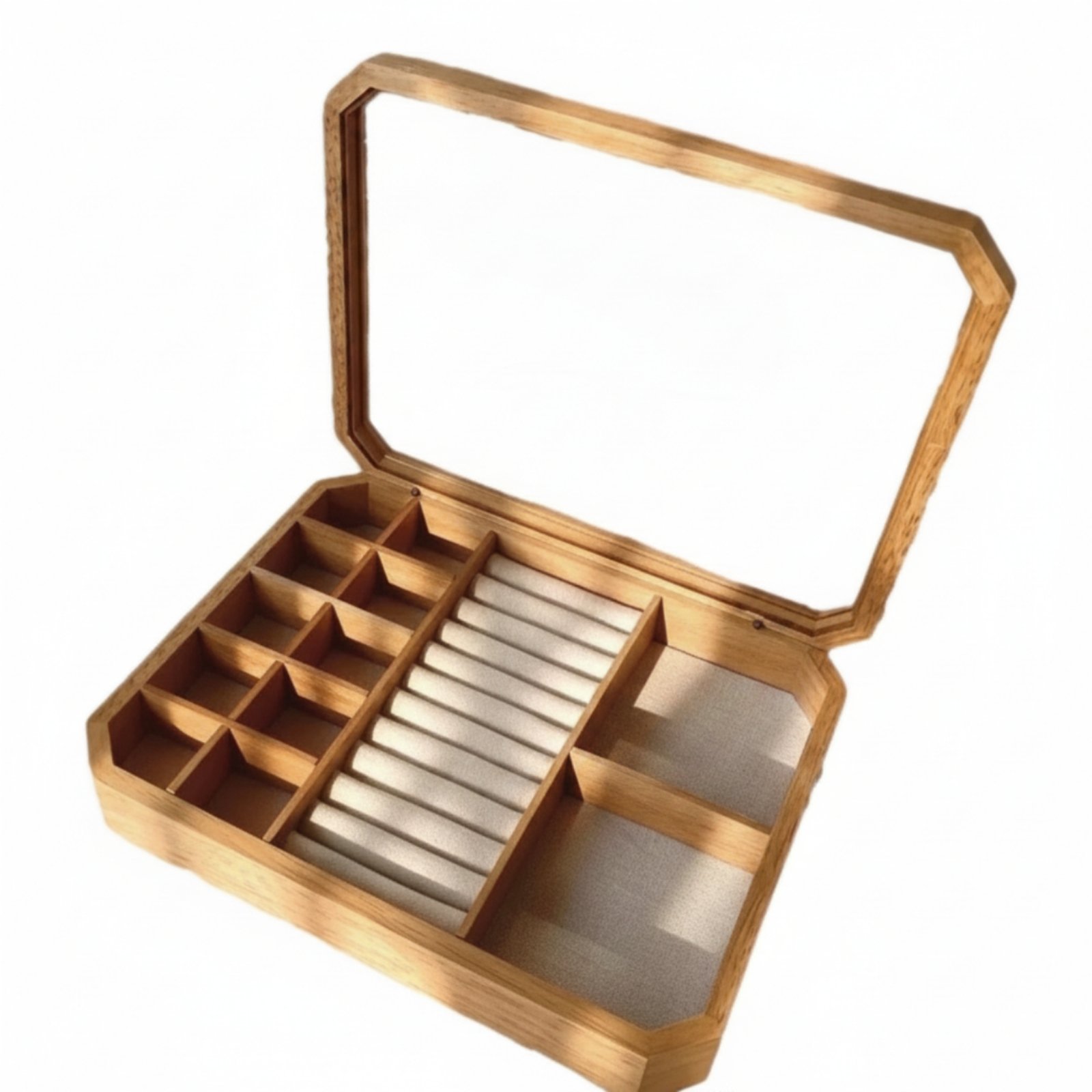Wooden Jewelry Box with Compartments