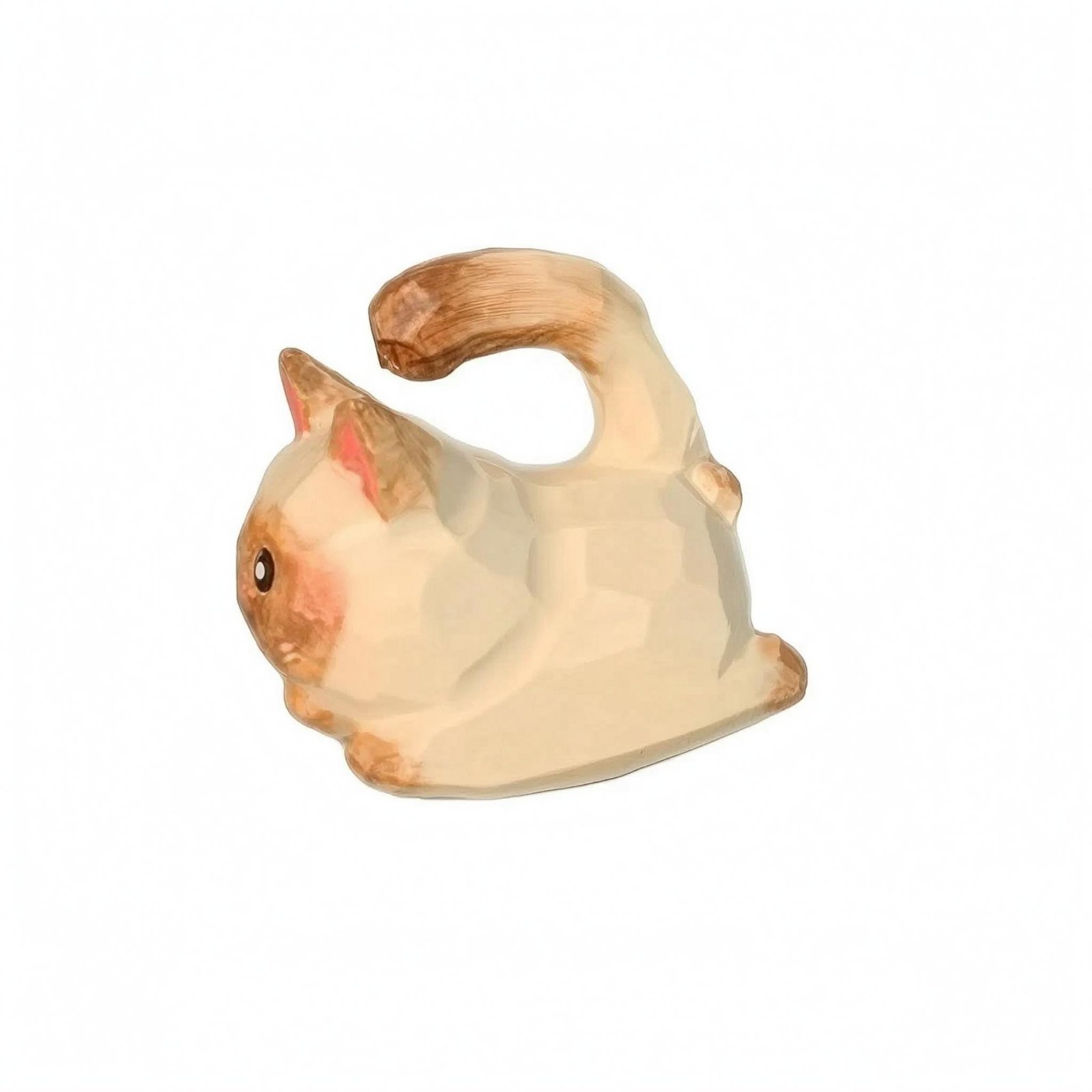 Hand-Carved Oak Cat Figurine