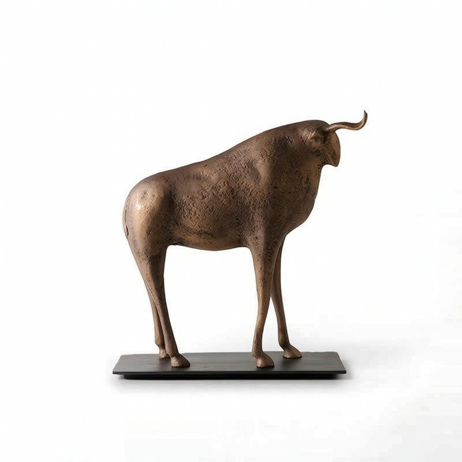 Bronze-Toned Bull Statue