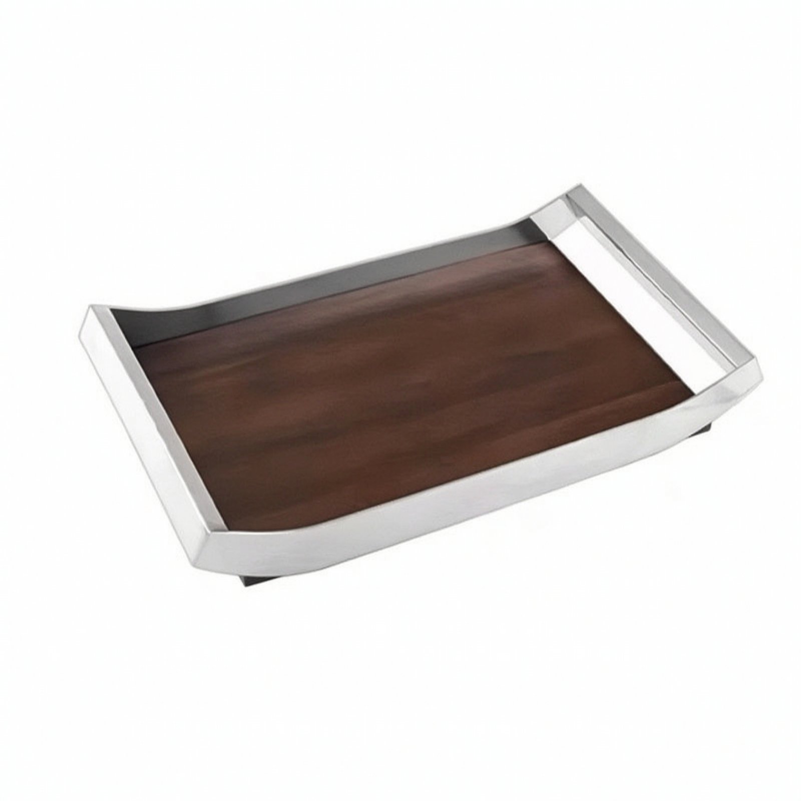 Stainless Steel Tray with Wood Base