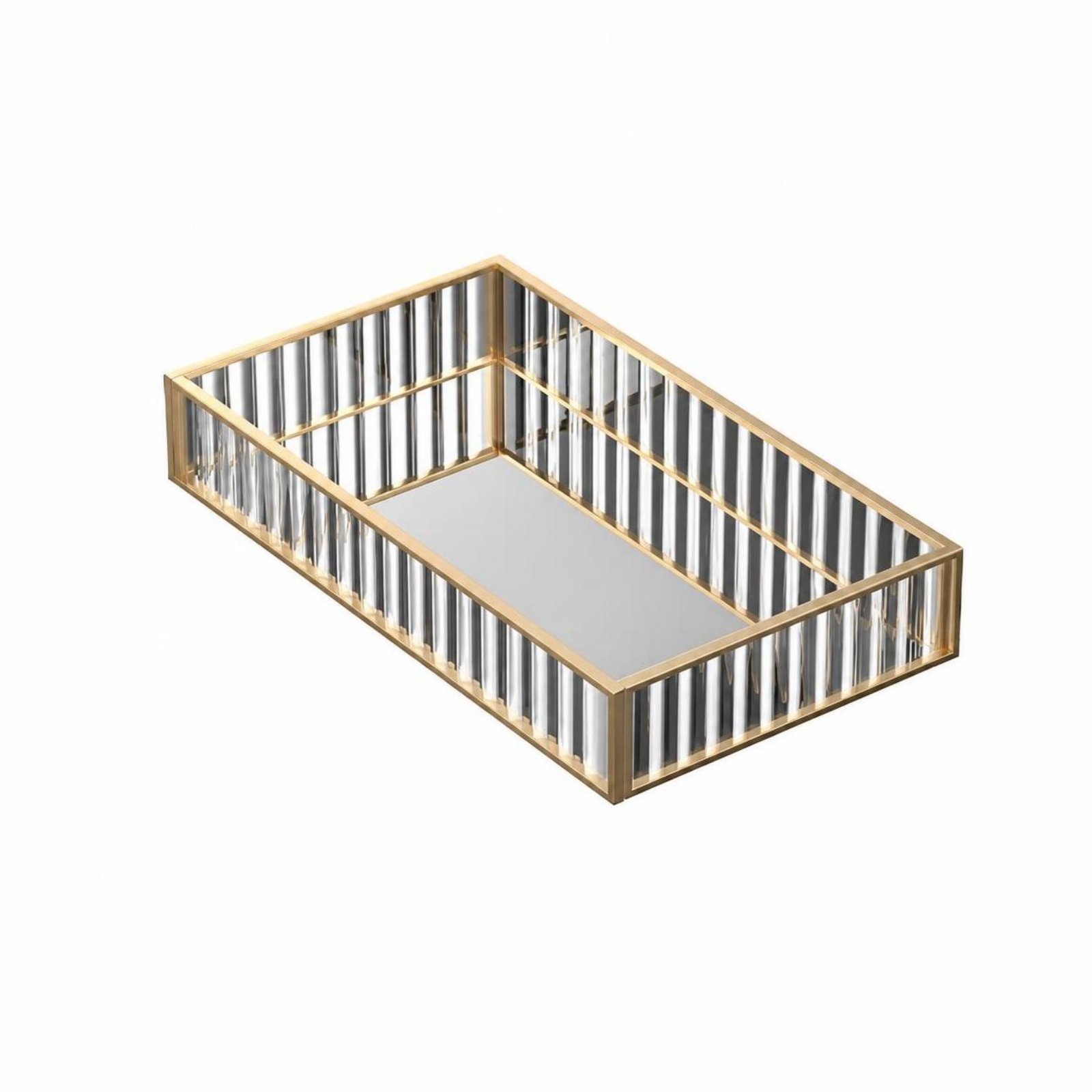 Glass Vanity Tray with Brass Frame