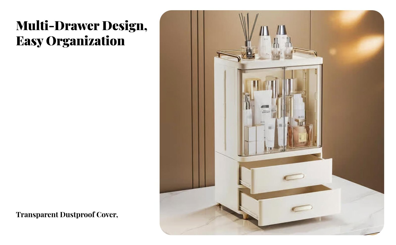 Clear Cosmetic Case with Drawers