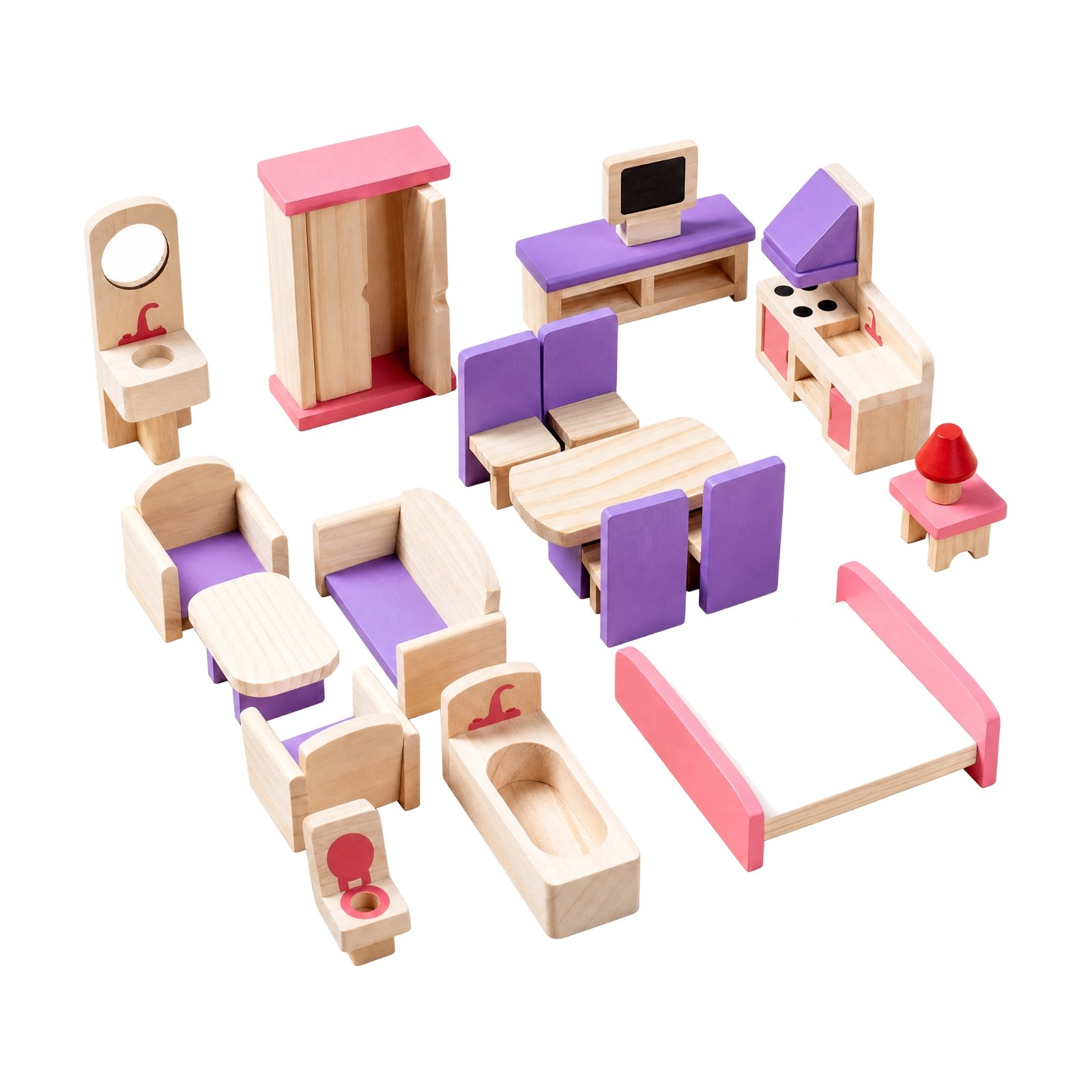 18-Piece Miniature Dollhouse Furniture Set