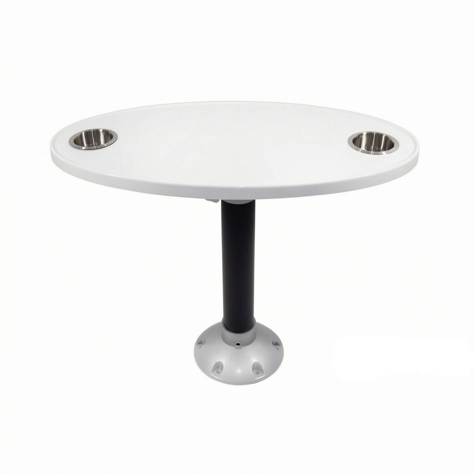 Oval Boat Tea Table with Drink Holders – White