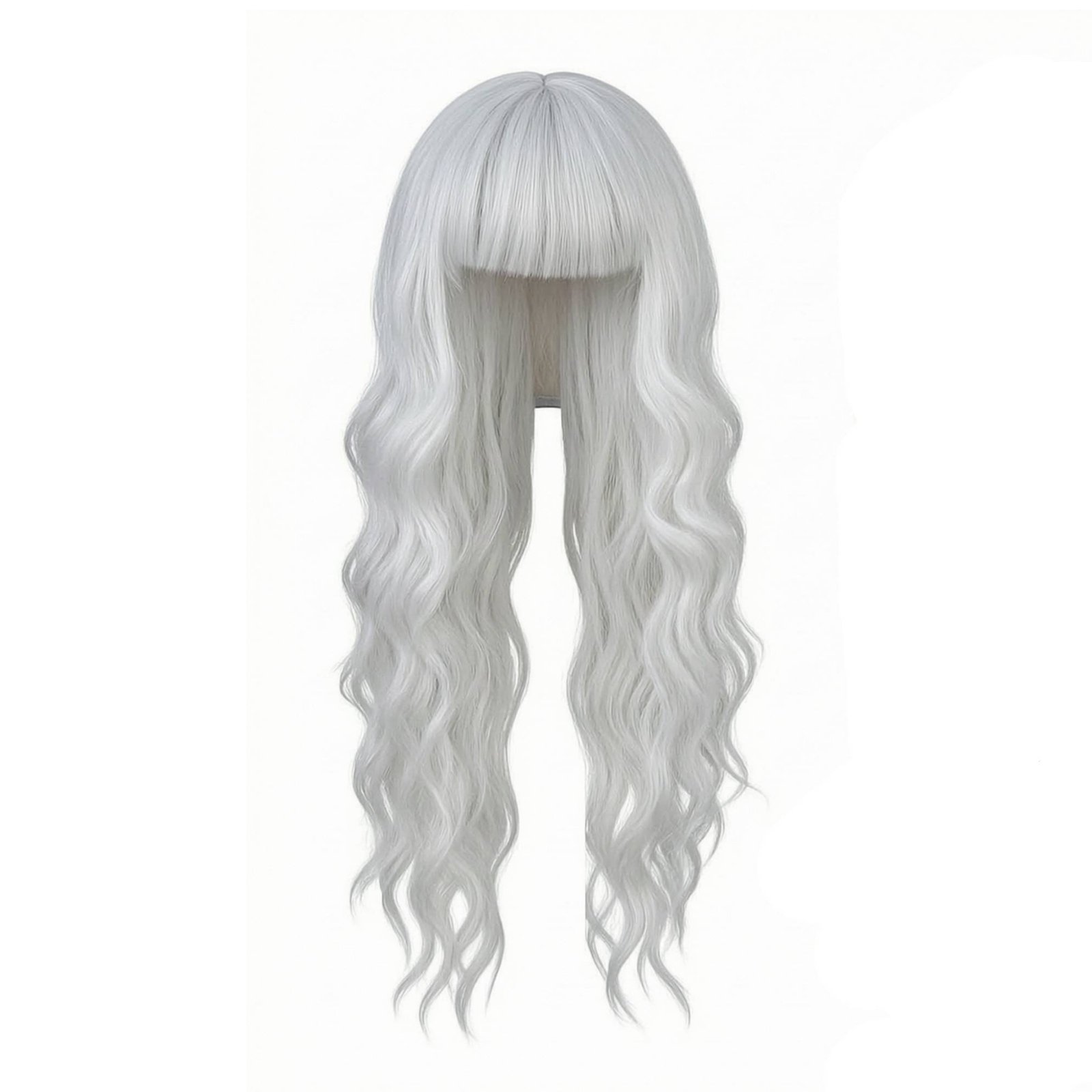 Long Wavy Hairpiece with Bangs
