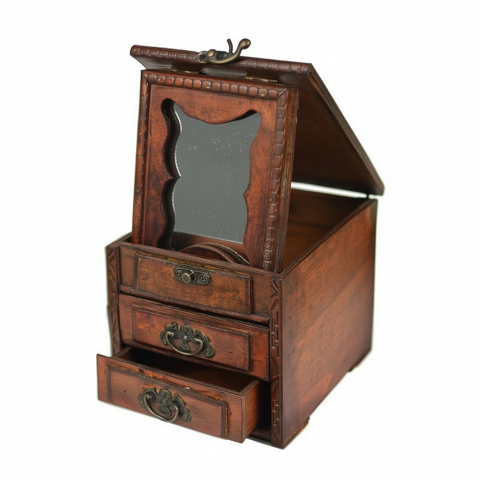 Wooden Jewelry Box with Mirror