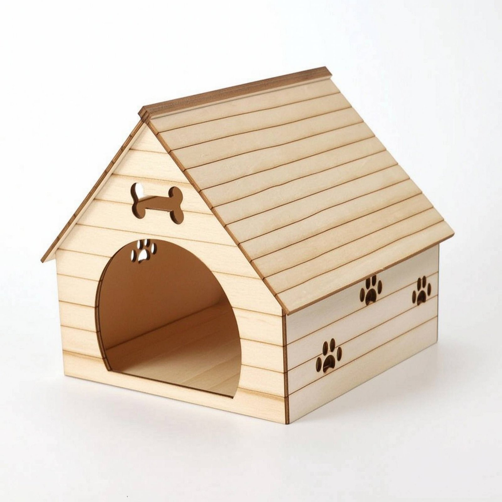 Wooden Bone-Shaped Dog House Prop