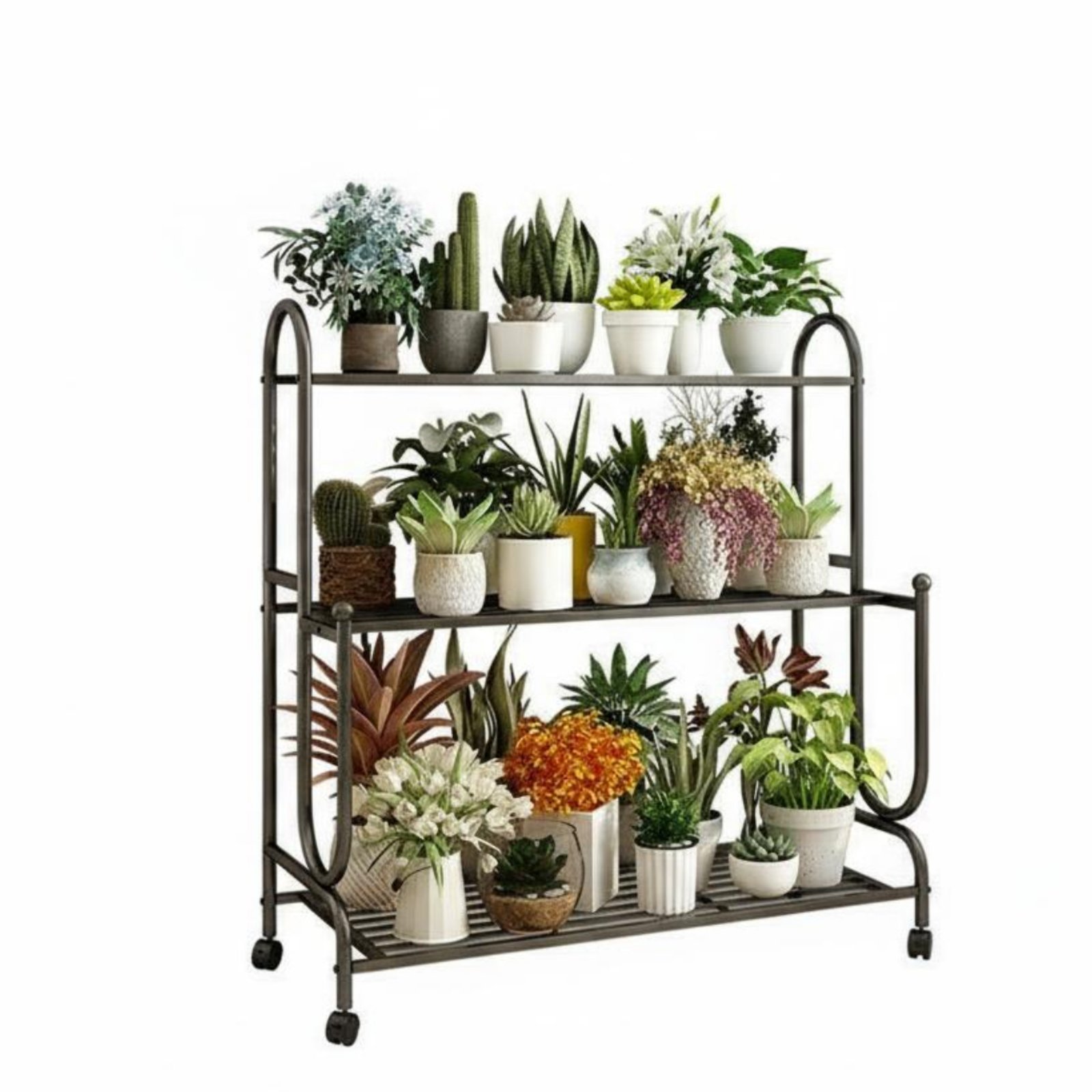 Three-Tier Rolling Plant Stand