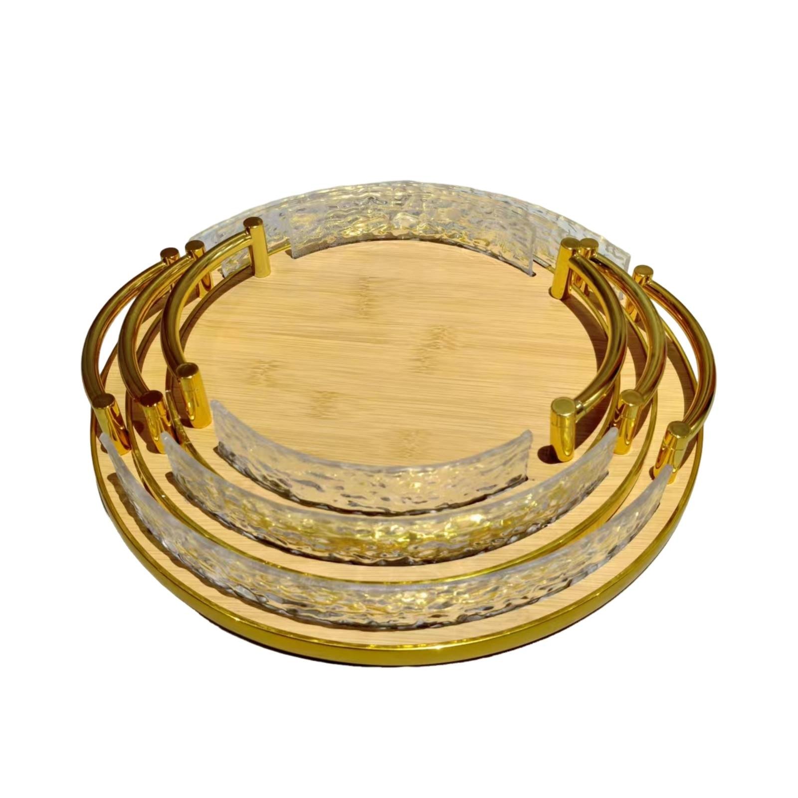 3-Piece Bamboo Serving Tray Double-Handle