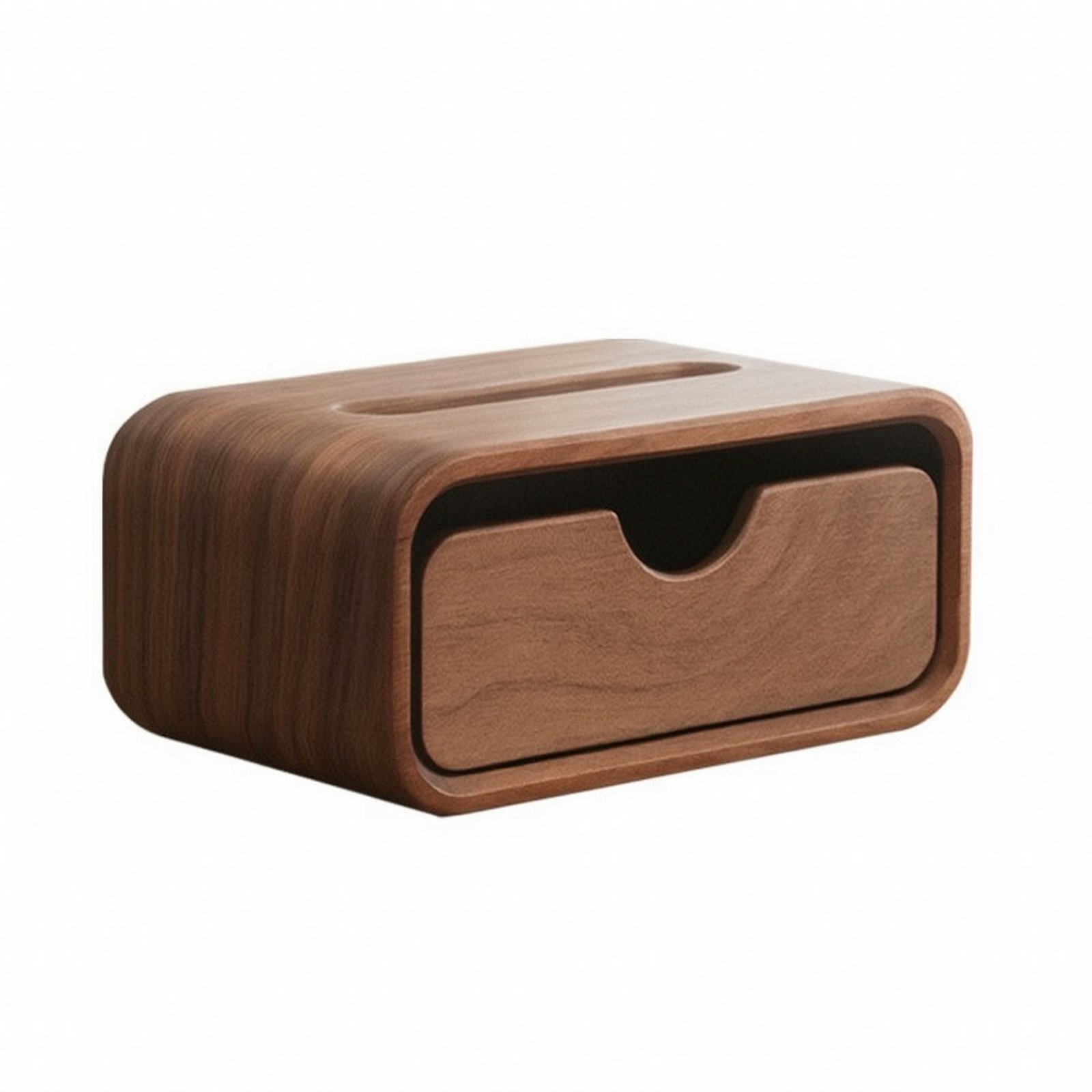 Wood-Grain Tissue Box with Drawer