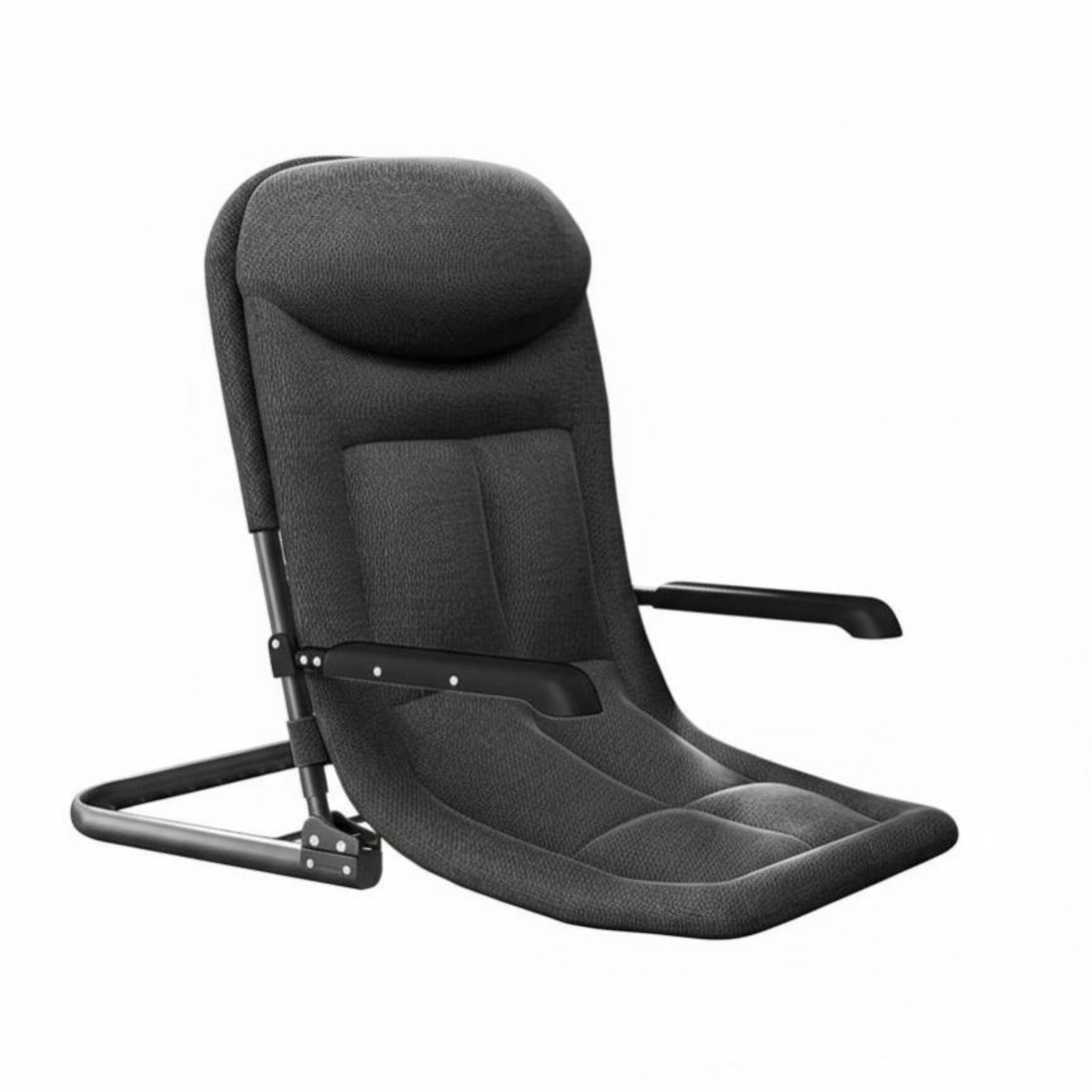 Adjustable Floor Lounger – Black, Cotton with Armrest