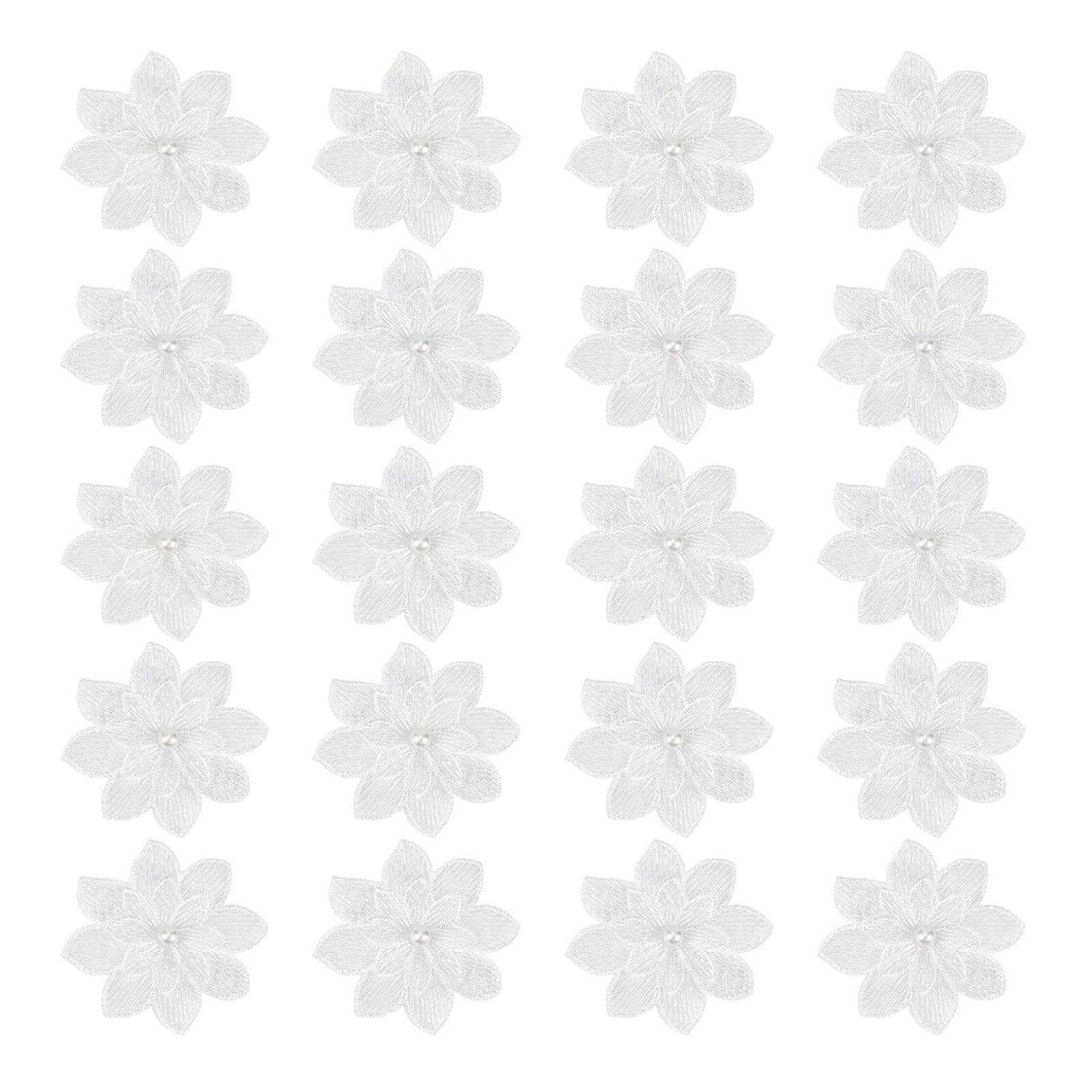 20-Piece Embroidered Flower Applique