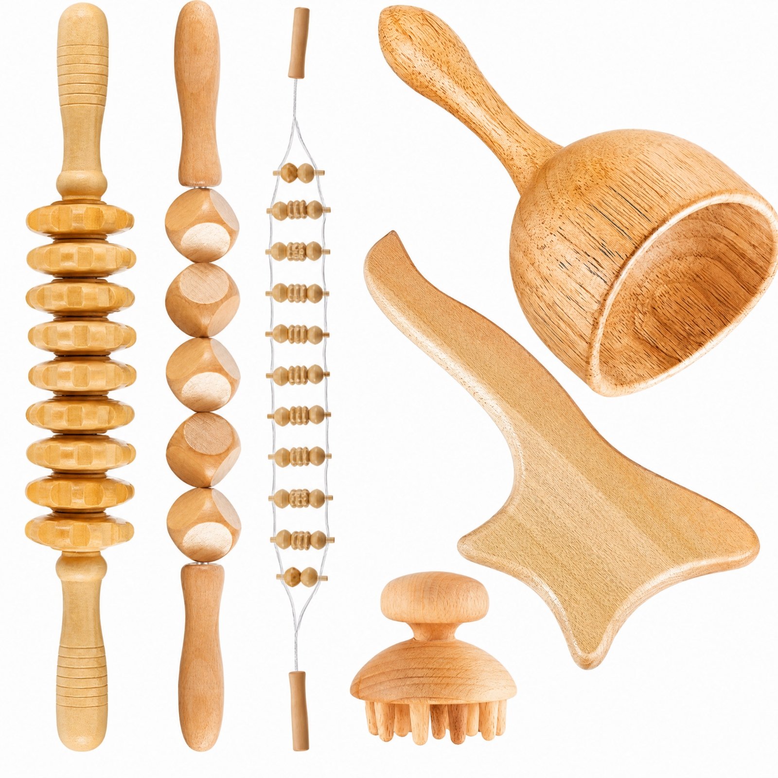 6-Piece Wood Muscle Massage Tool