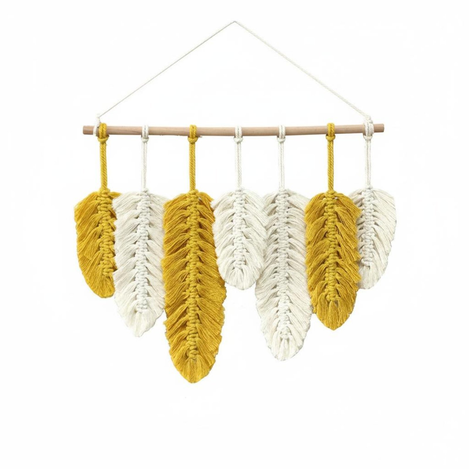 Set of 4 Macrame Feather Wall
