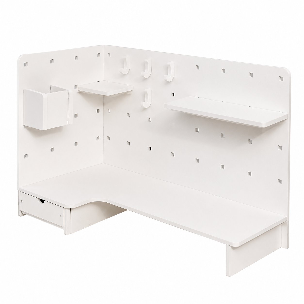 Corner Pegboard Shelf