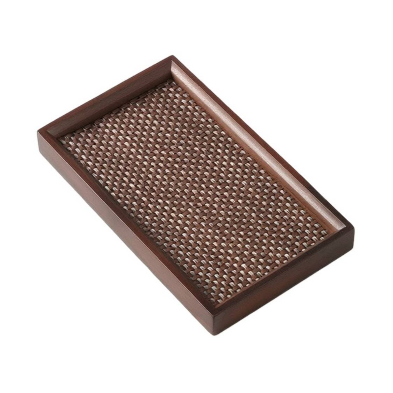 Wood Tray with Bamboo Mat