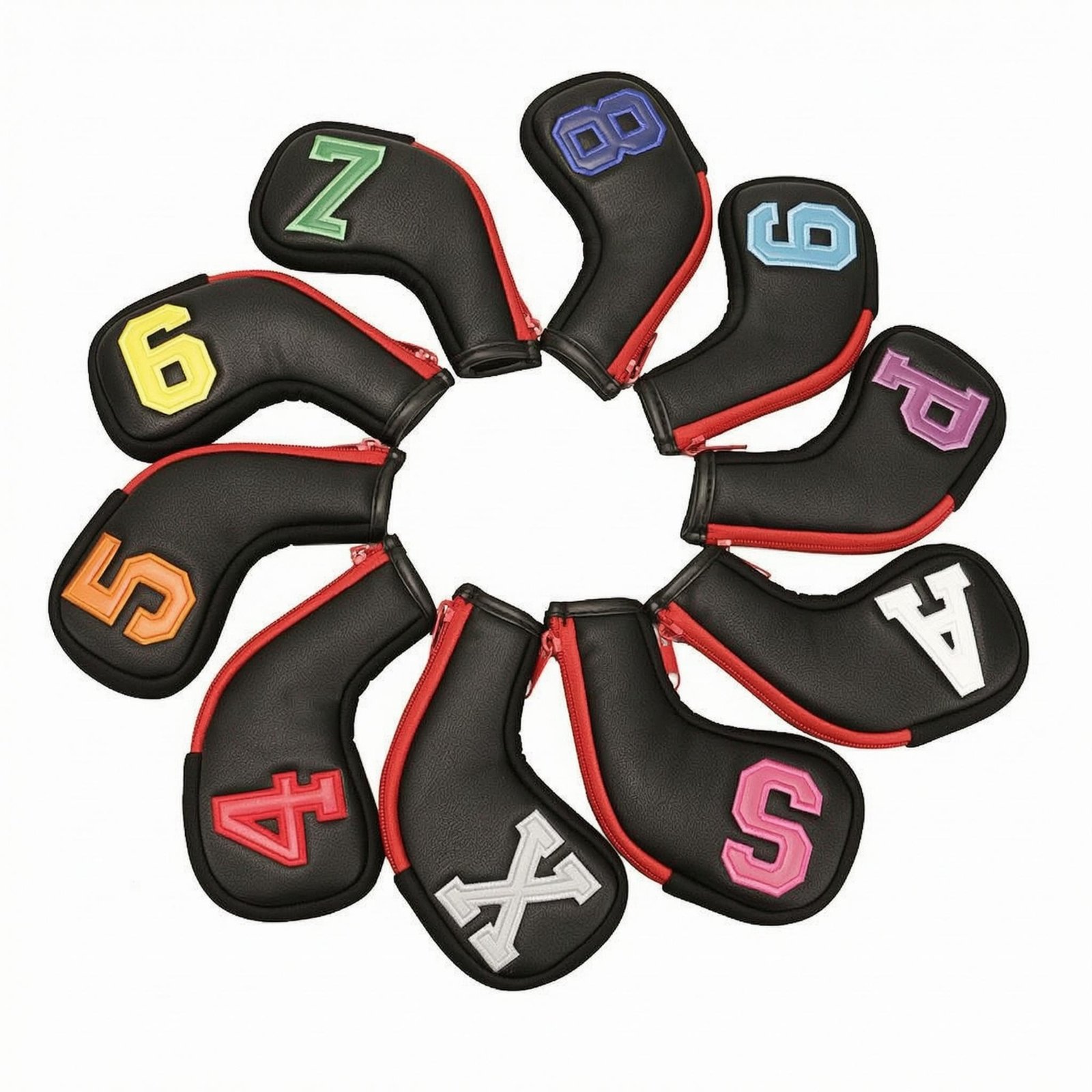 10-Piece Golf Iron Head Covers – Black
