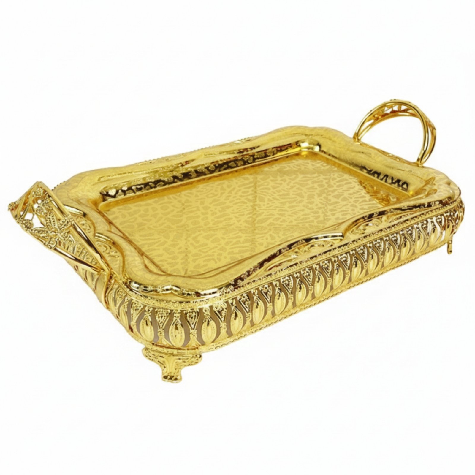 Gold Metal Serving Tray – 1-pk 35x25x12cm