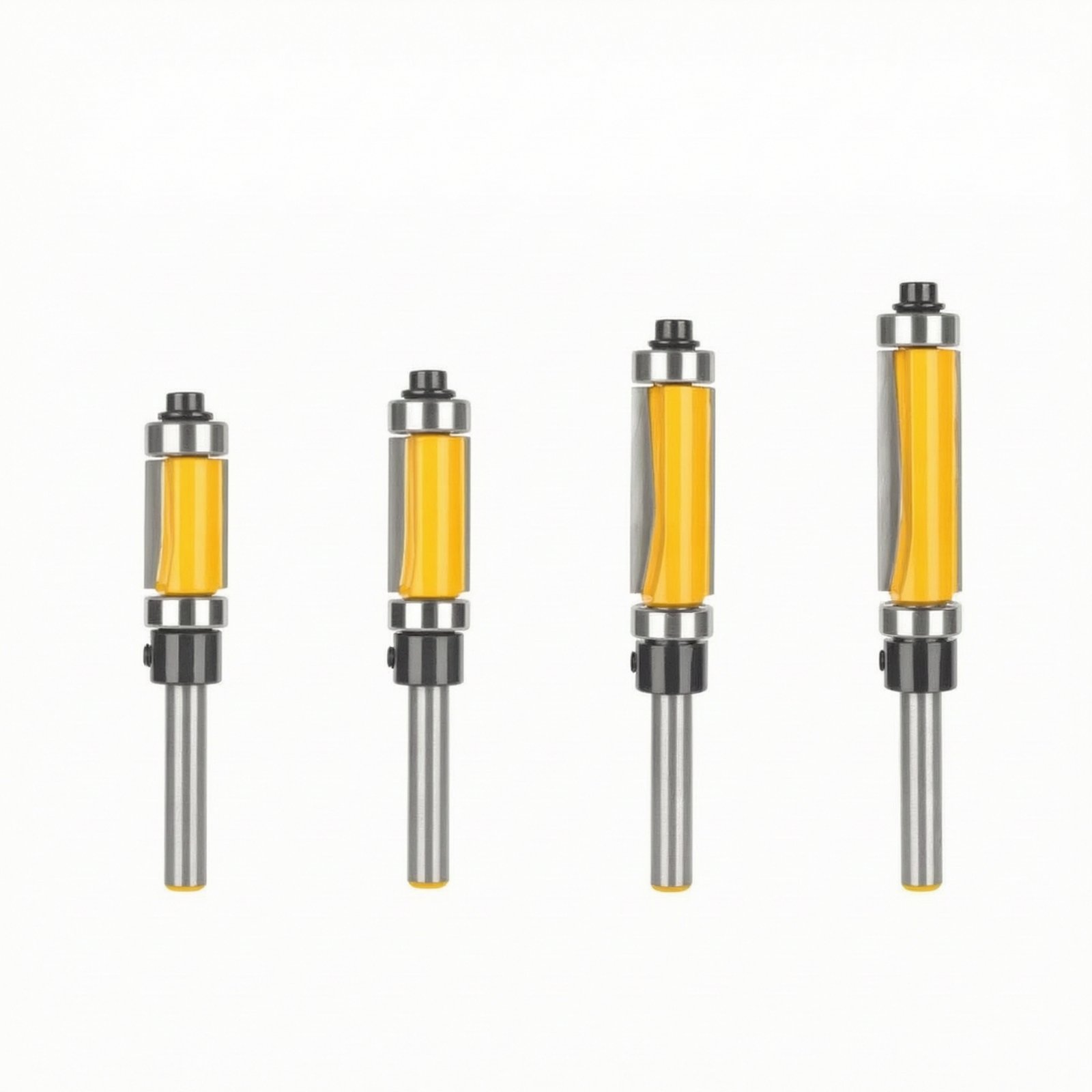 4 Pieces Flush-Trim Router Bit Double Bearings