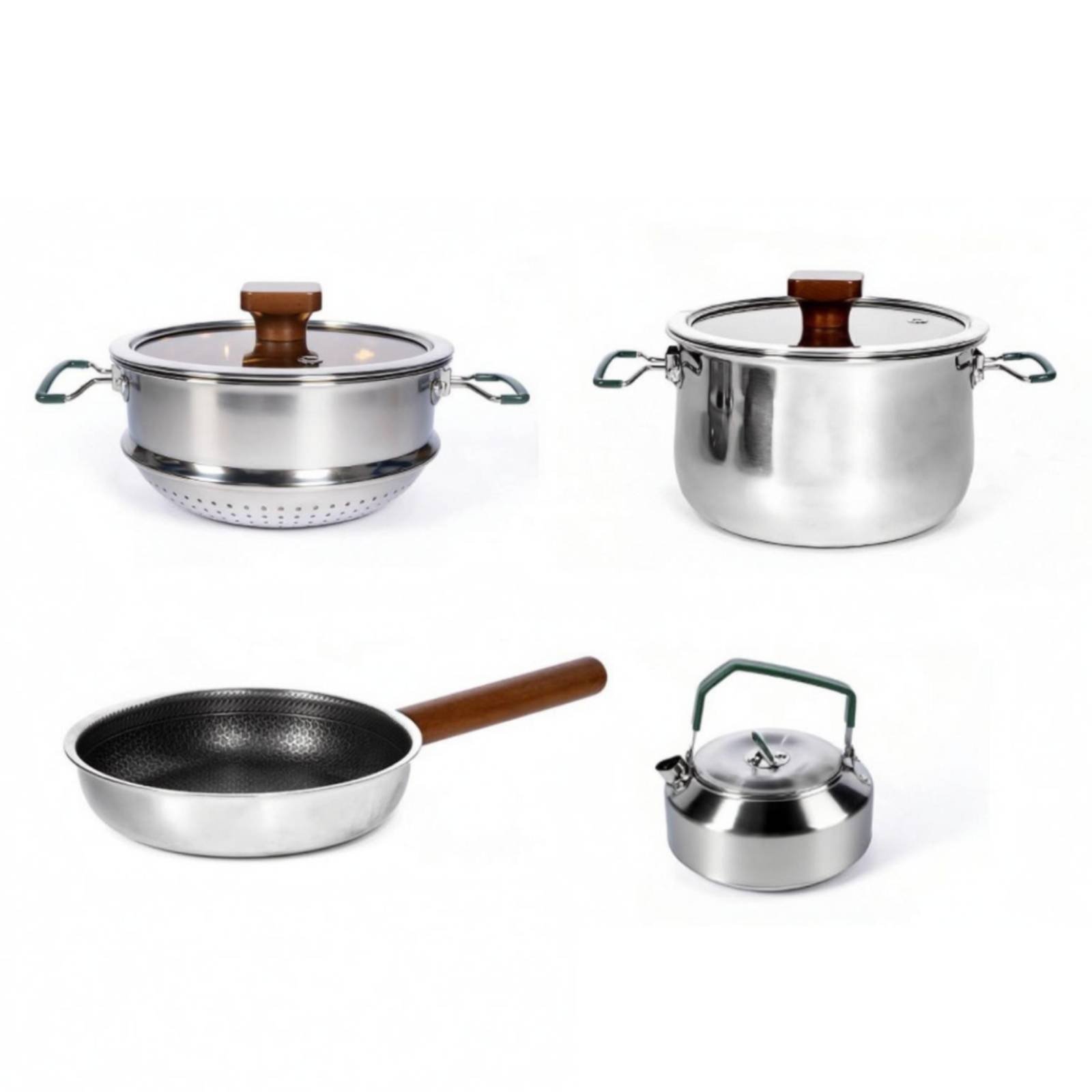 4-Piece Camping Cookware Kit Stainless Steel