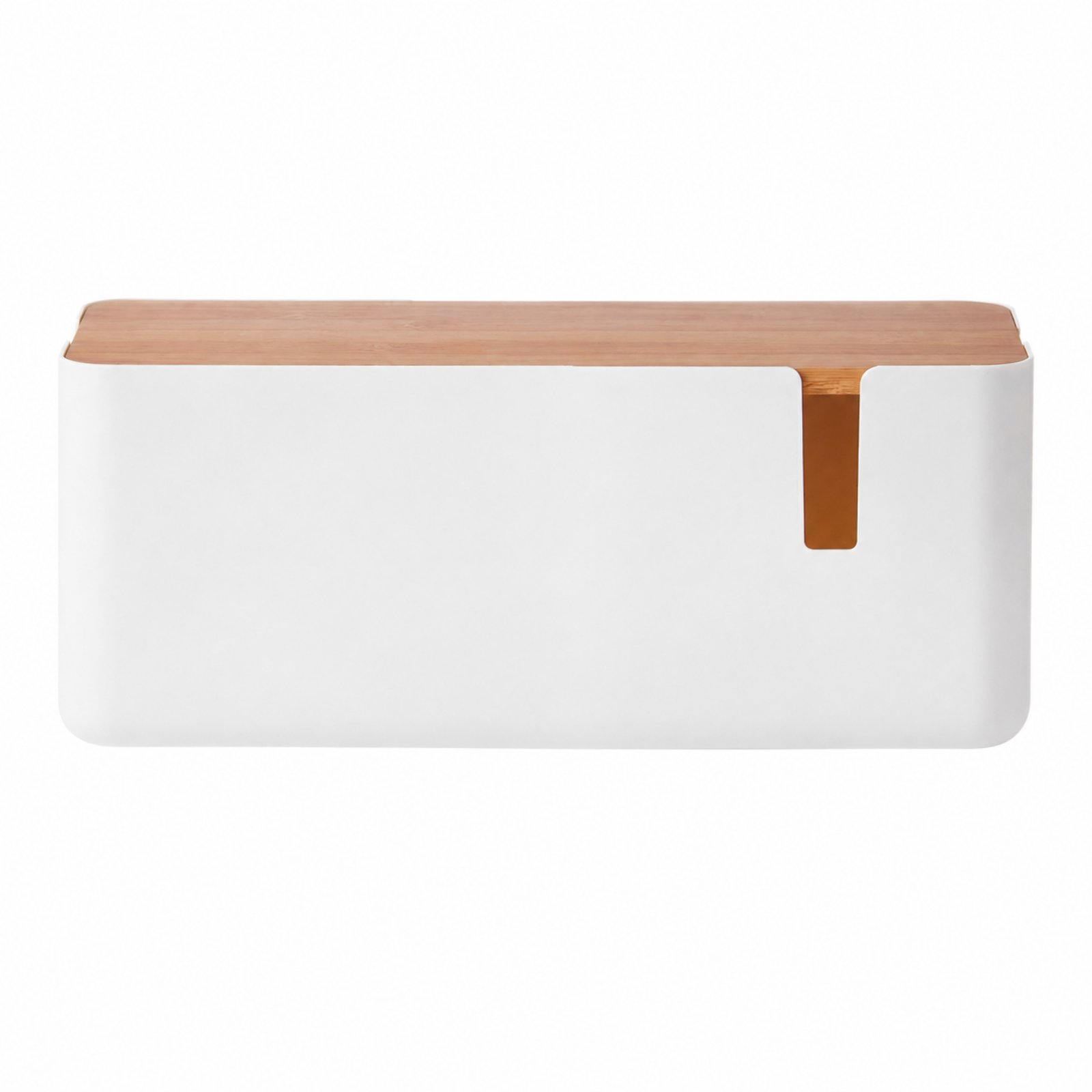 Cable Management Box with Bamboo-Style Lid