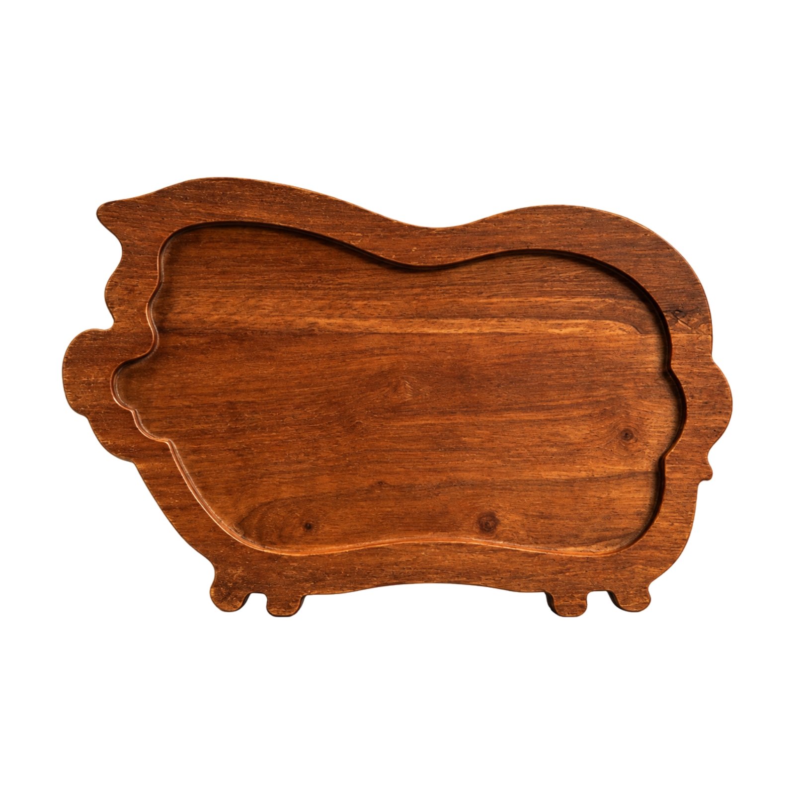 Pig-Shaped Wooden Serving Tray