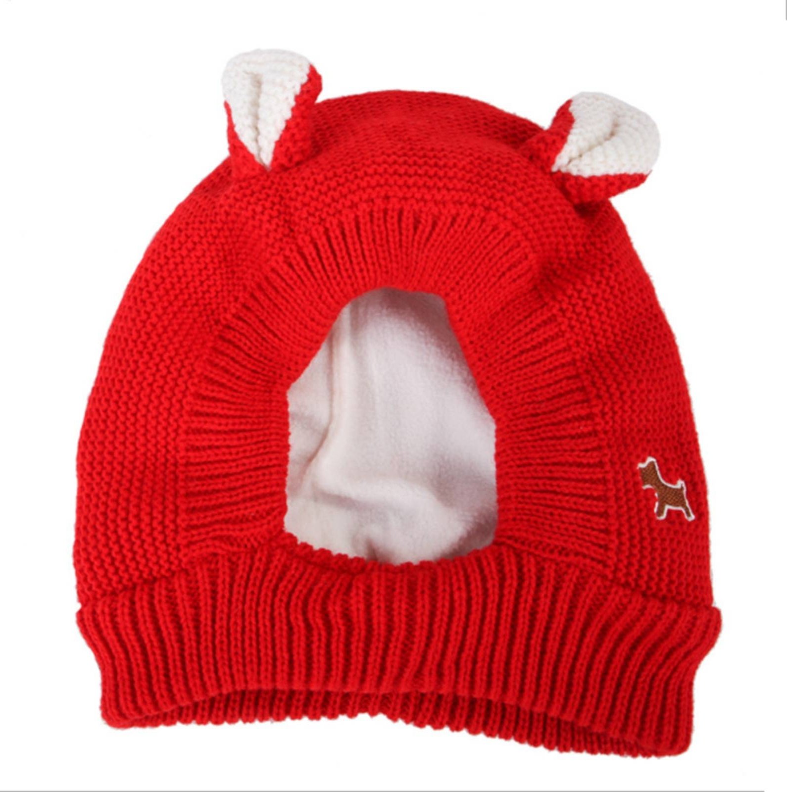 Knitted Dog Hat – Red, Size L