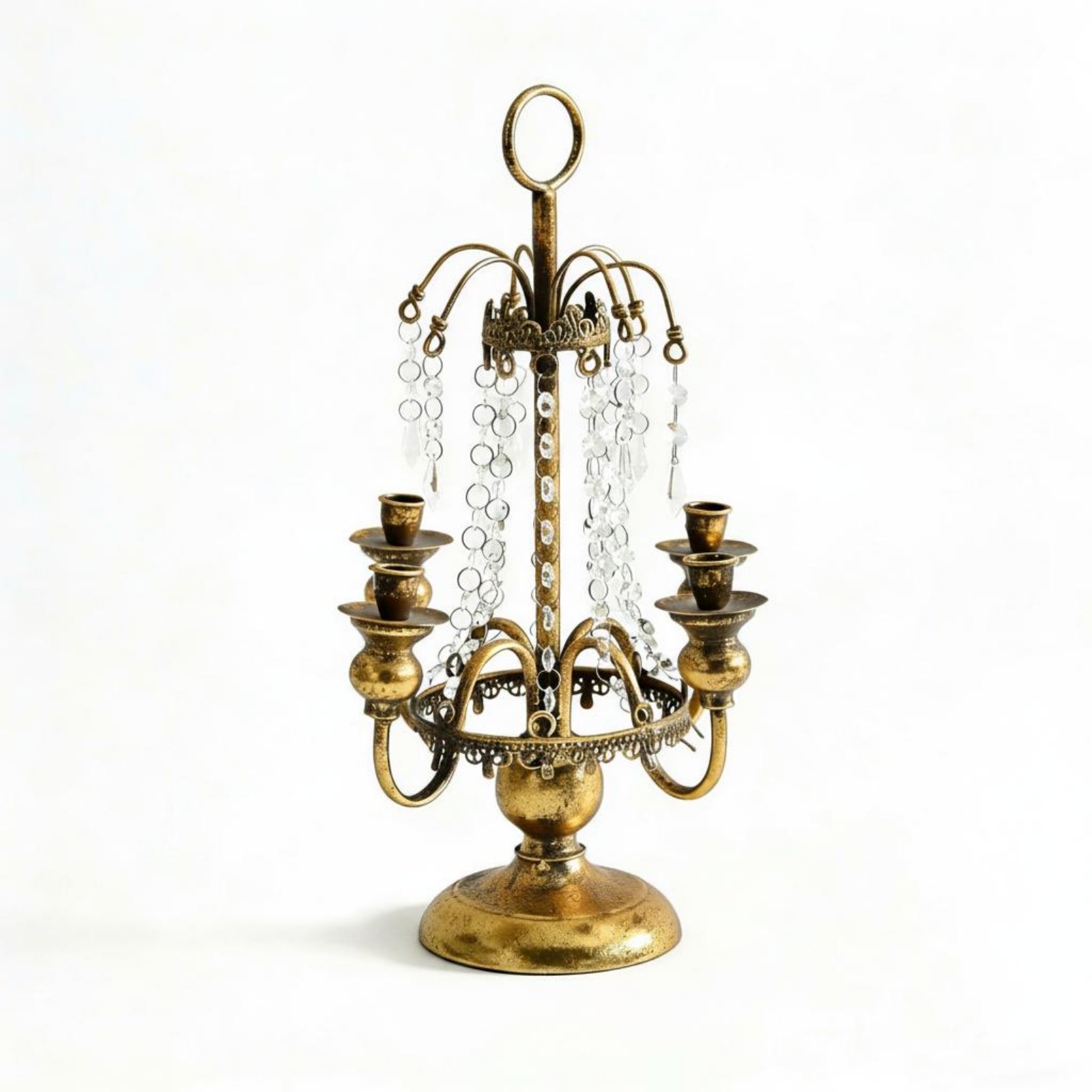 4-Arm Crystal Candelabra