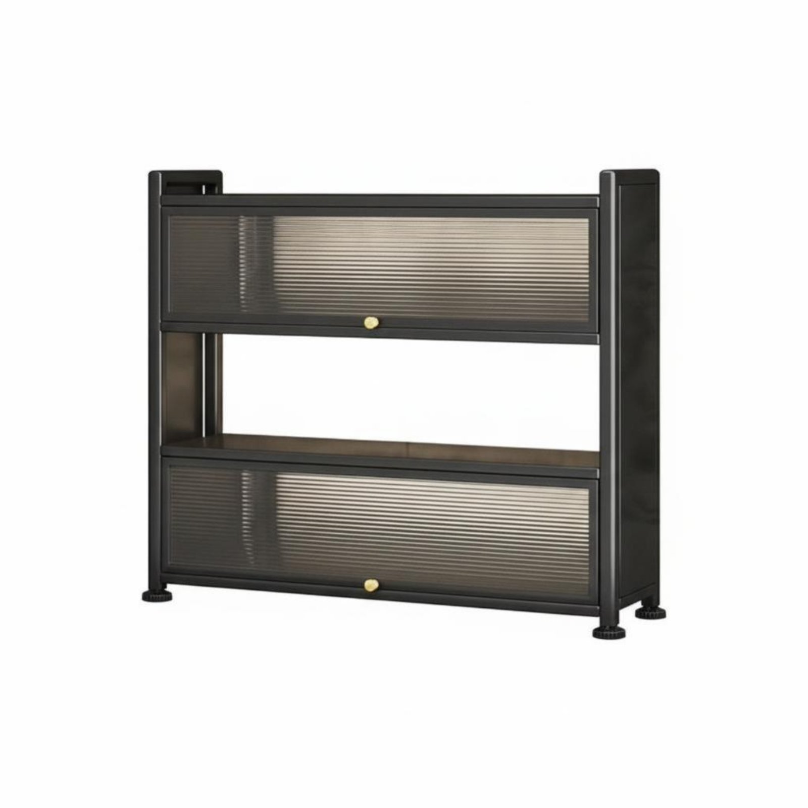 Multi-Tier Cabinet with Flip-Up Doors