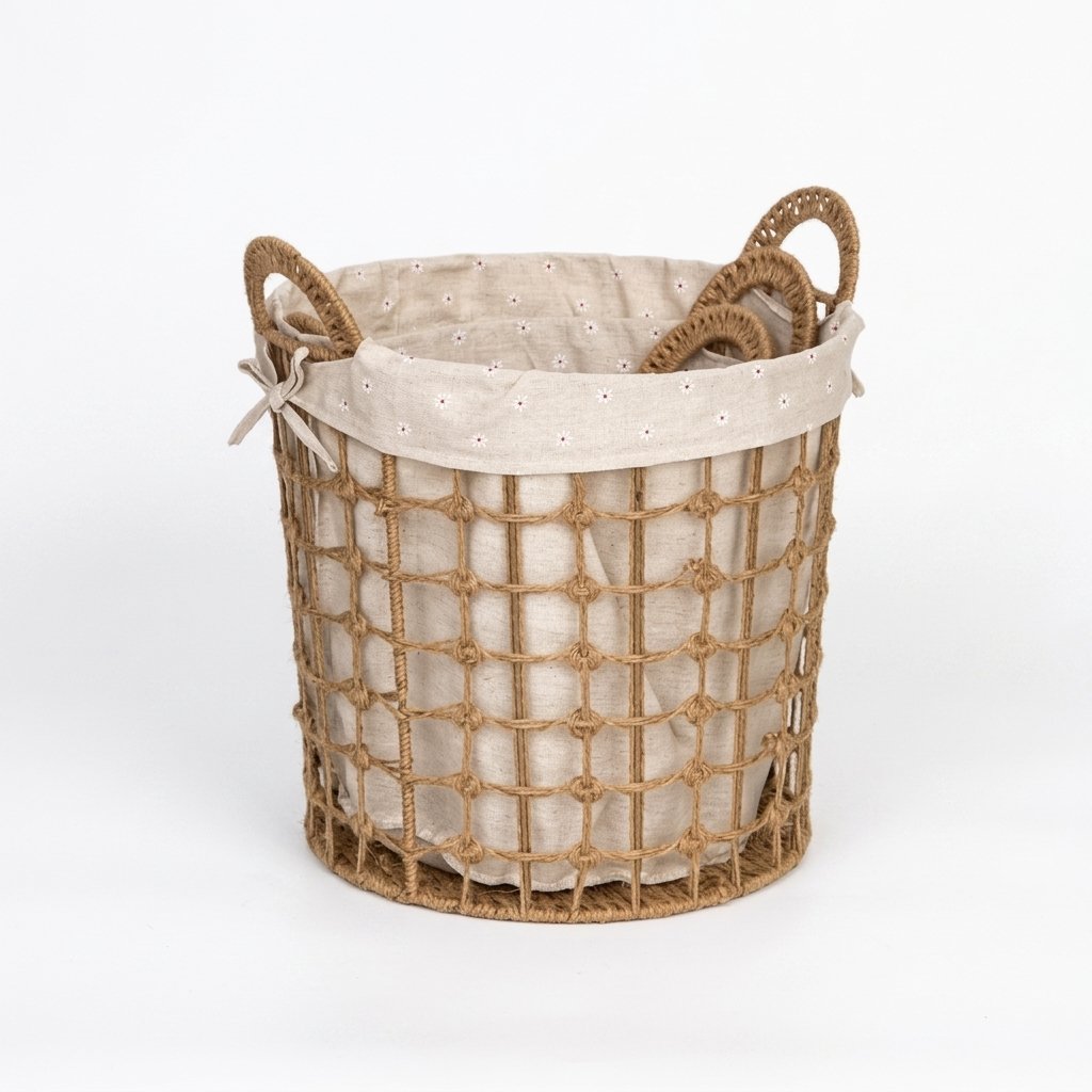 Woven Laundry Hamper – Large, K016 Round Hemp Rope