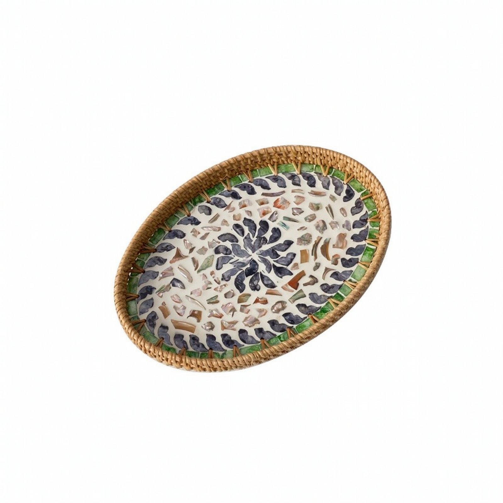 2-Piece Oval Rattan Tray