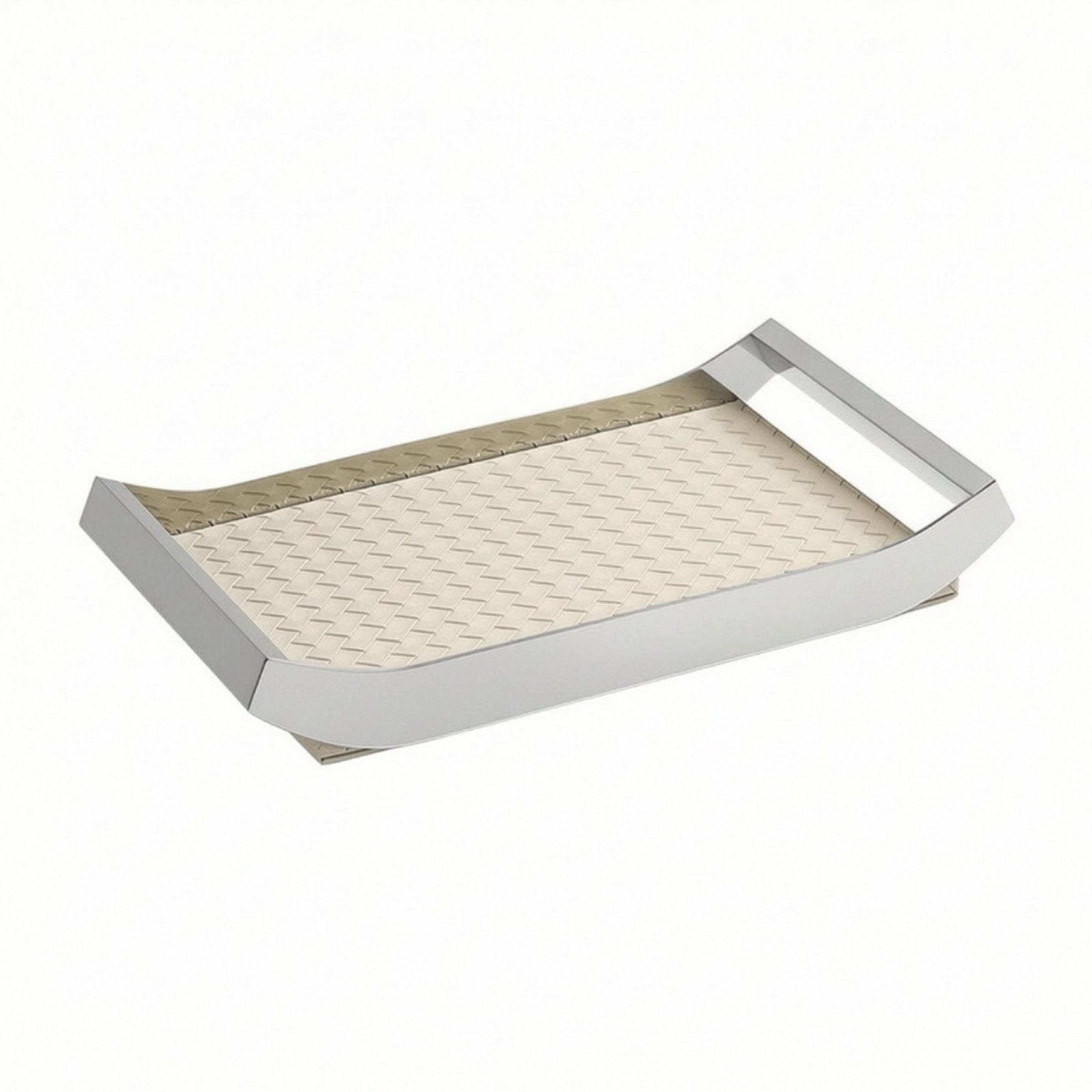 Woven Tray with Leather Insert