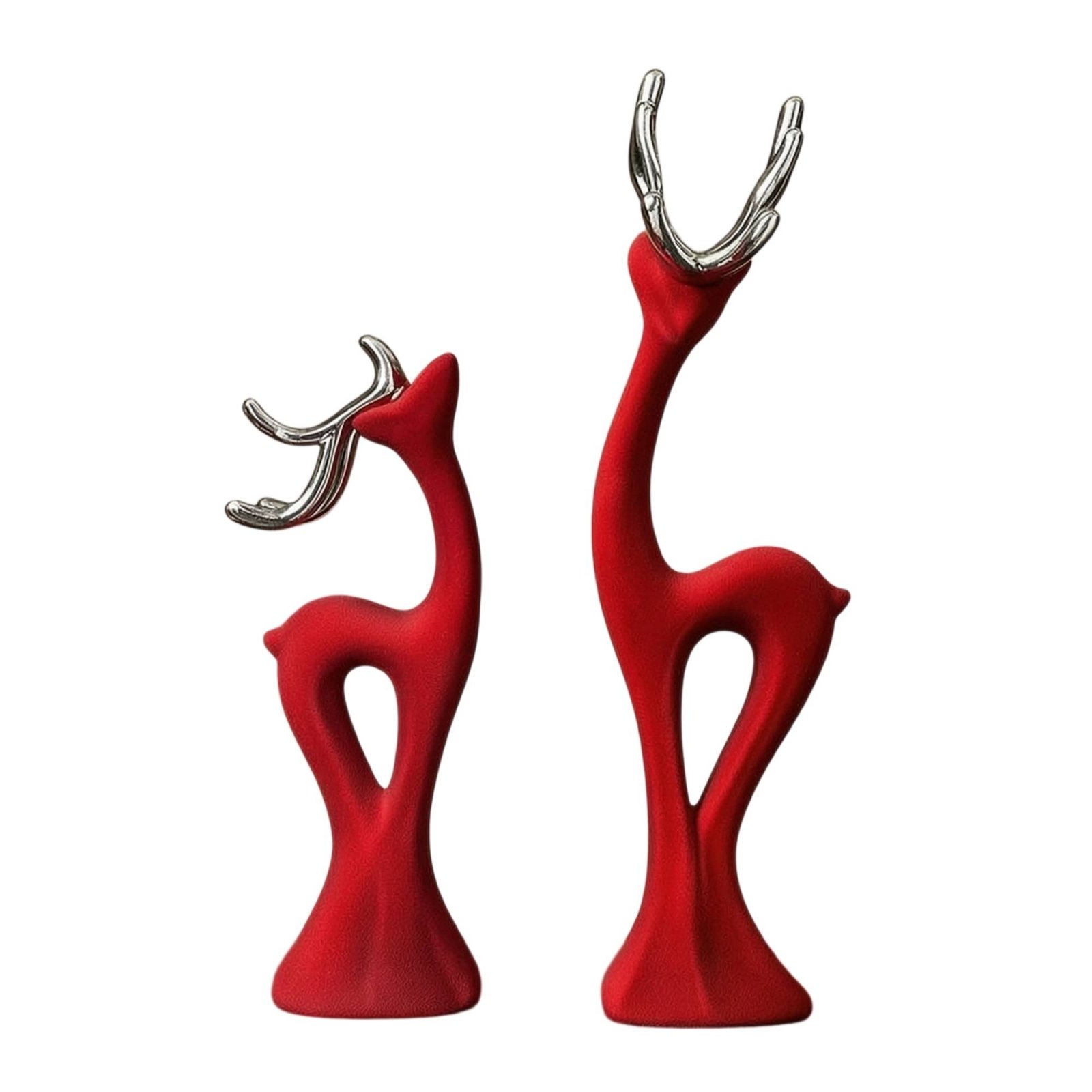 Deer Figurines with Silver Antlers