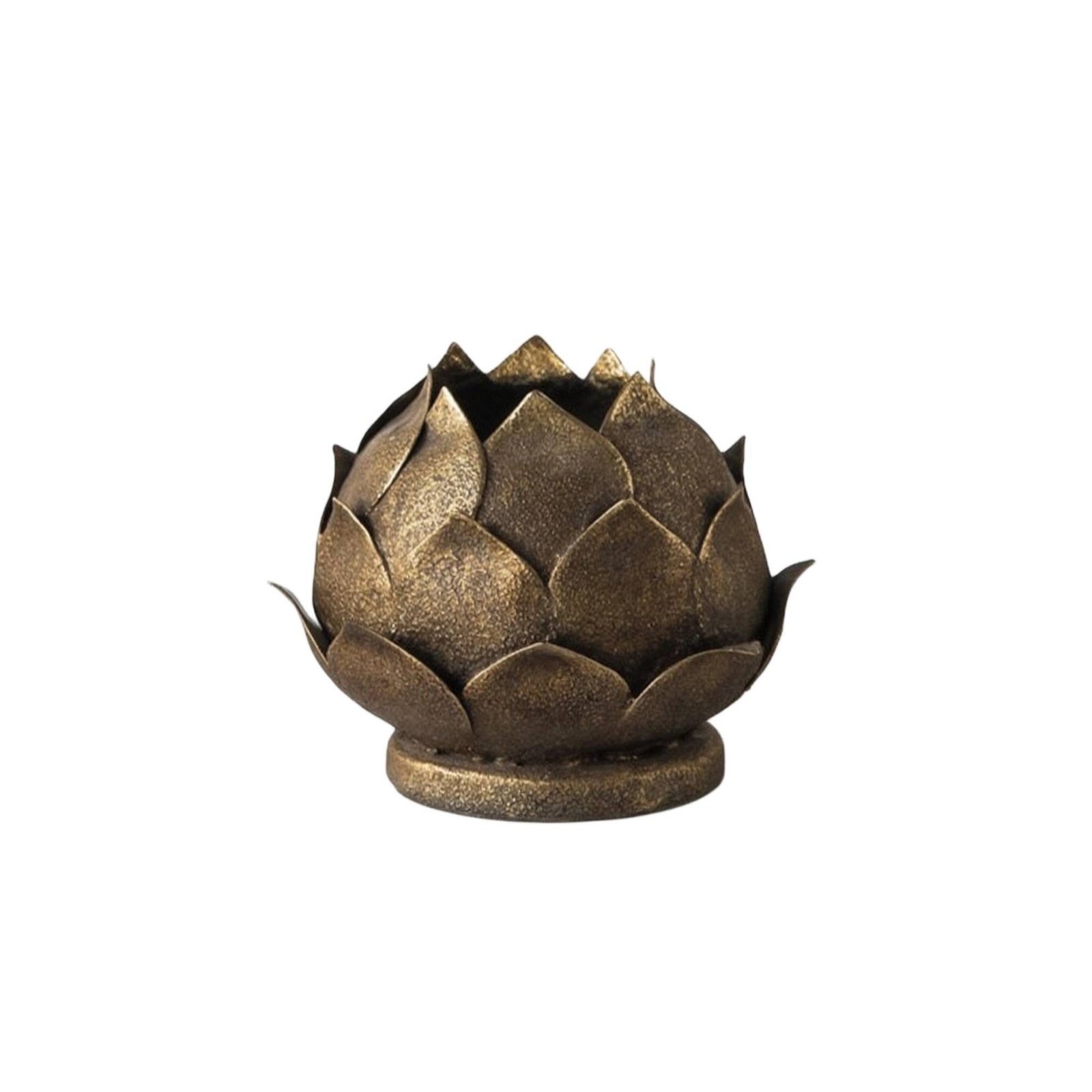 Antiqued Bronze Flower Candlestick Holder