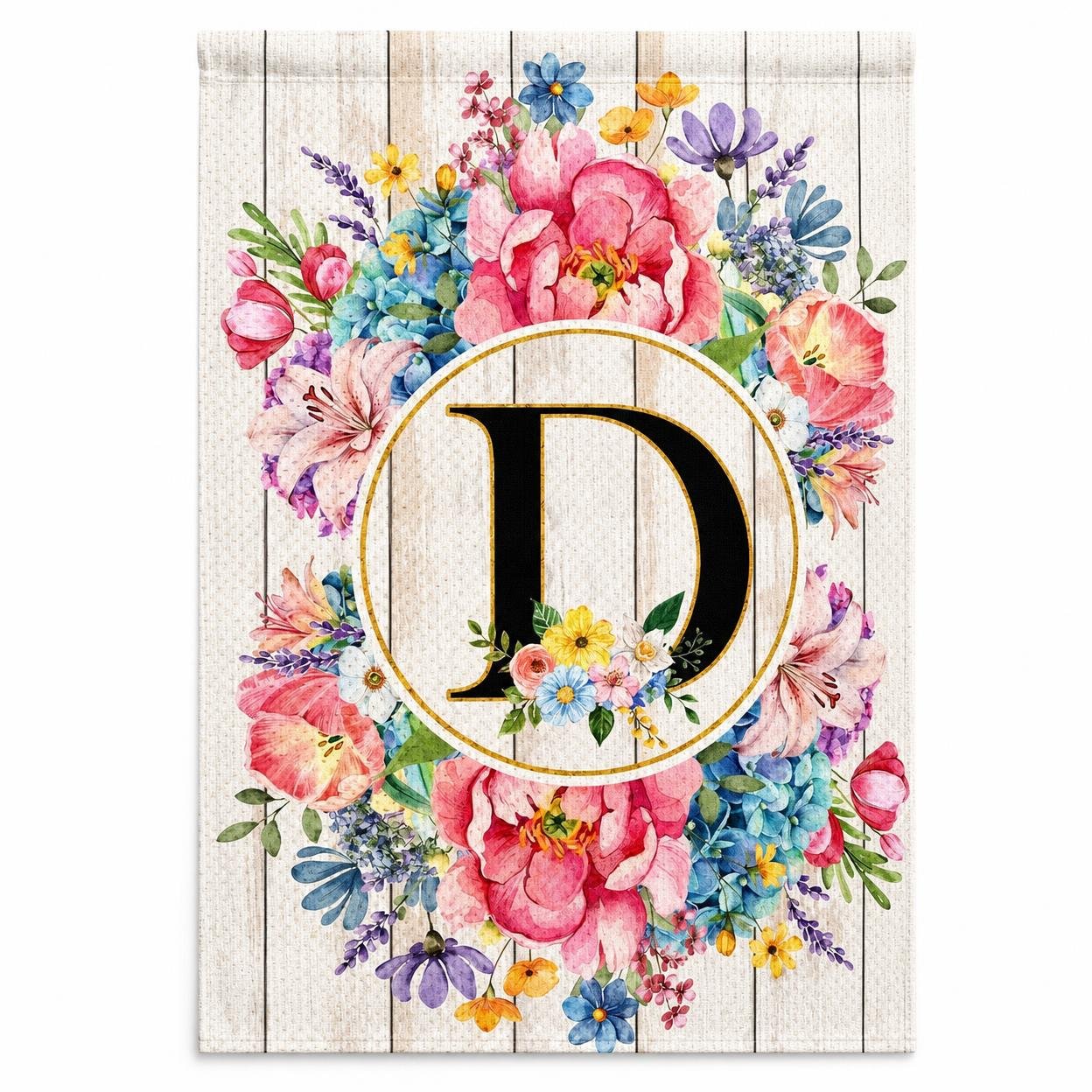 Striped Floral Garden Flag