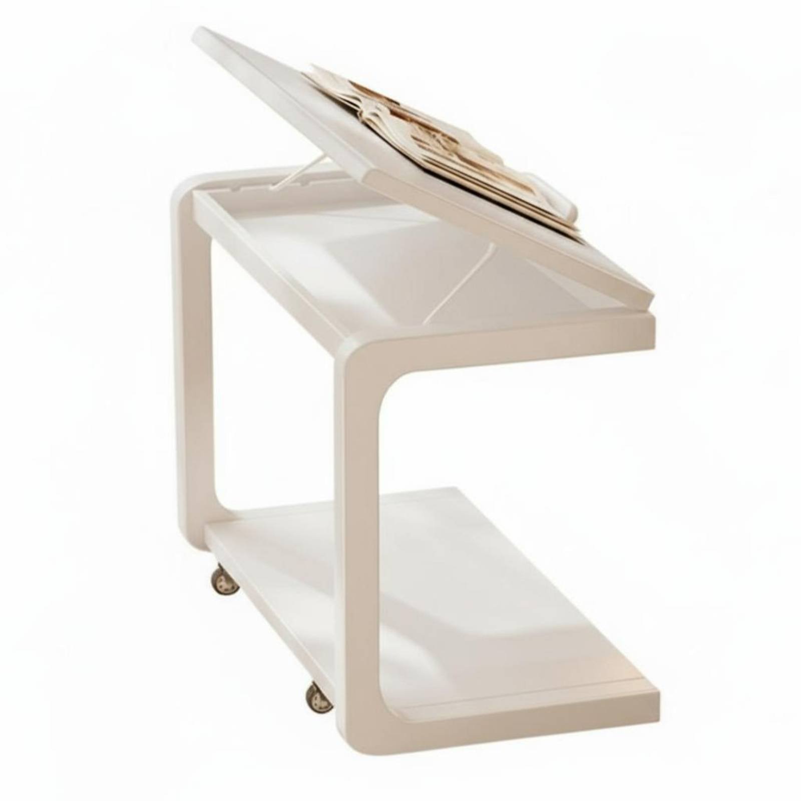 C-Shaped Side Table with Storage