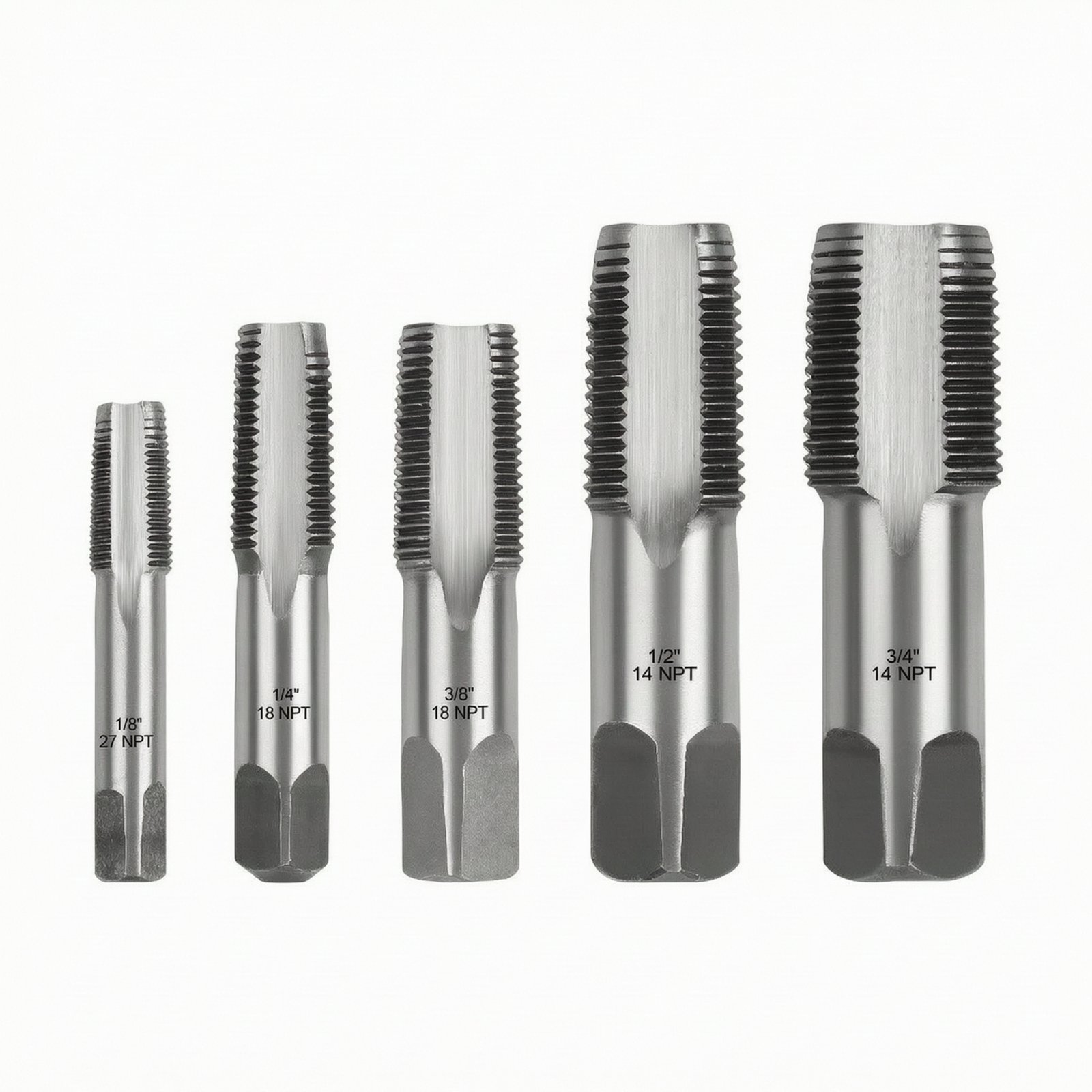 5 Pieces Precision NPT Pipe Tap Heavy-Duty Carbon Steel