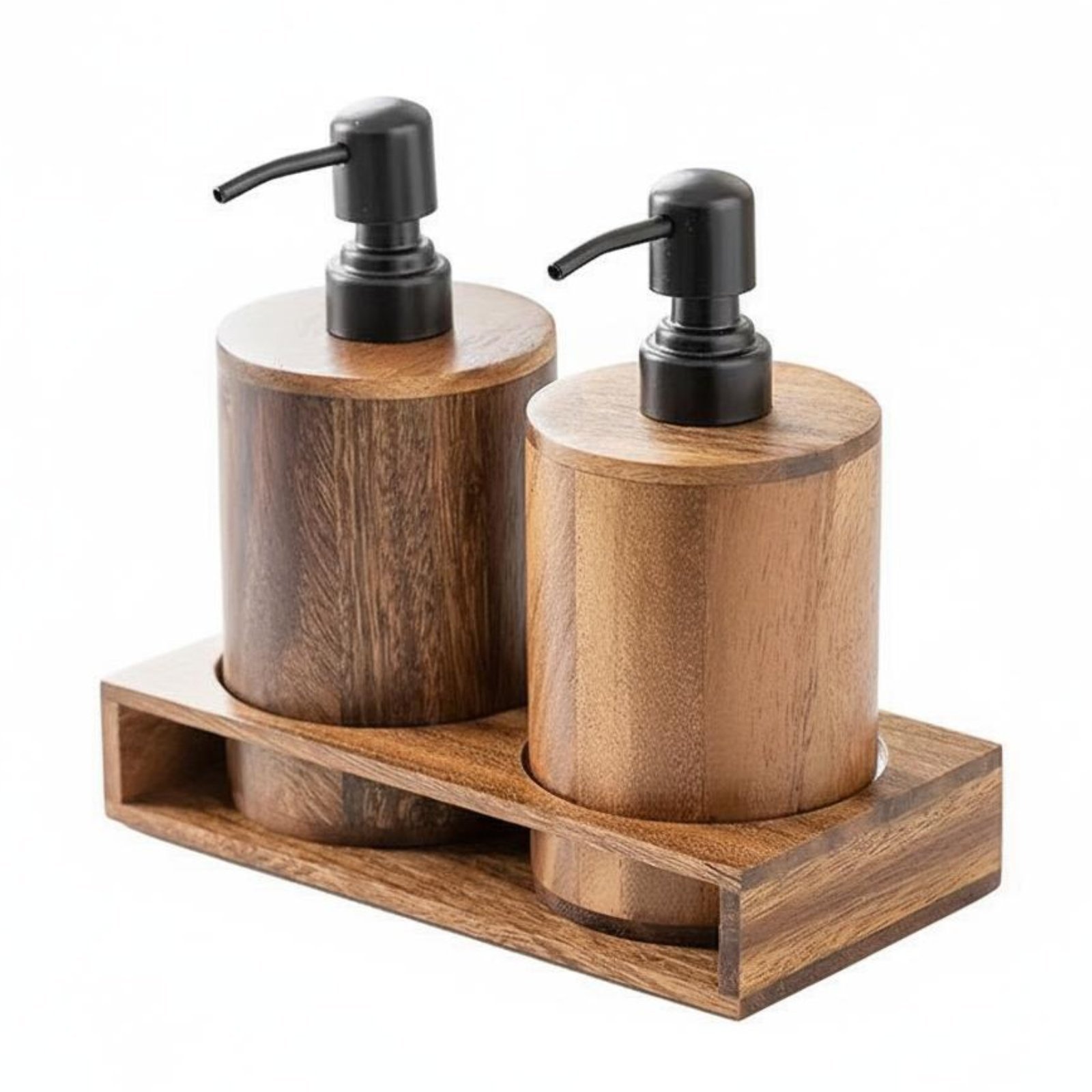 Walnut Wood Lotion Dispenser – Size S, 3-piece SET
