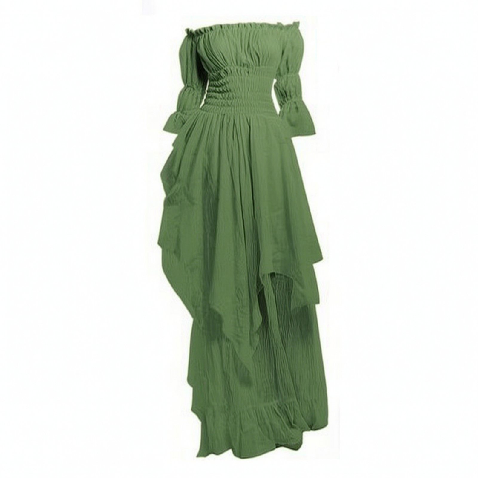 Shirred Dress with Flared Sleeves