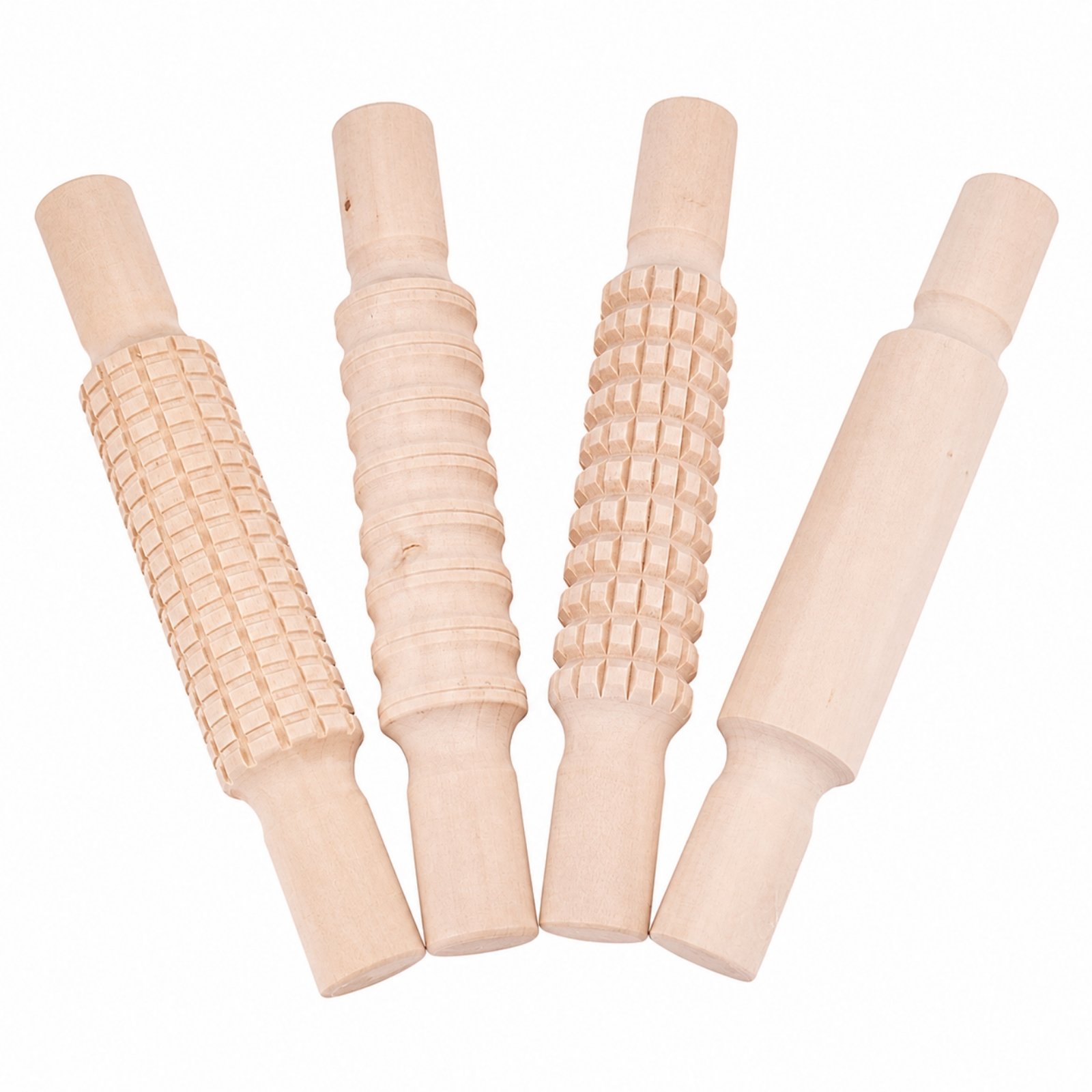 4 Pieces Rolling Pin with Turned Handles Smooth