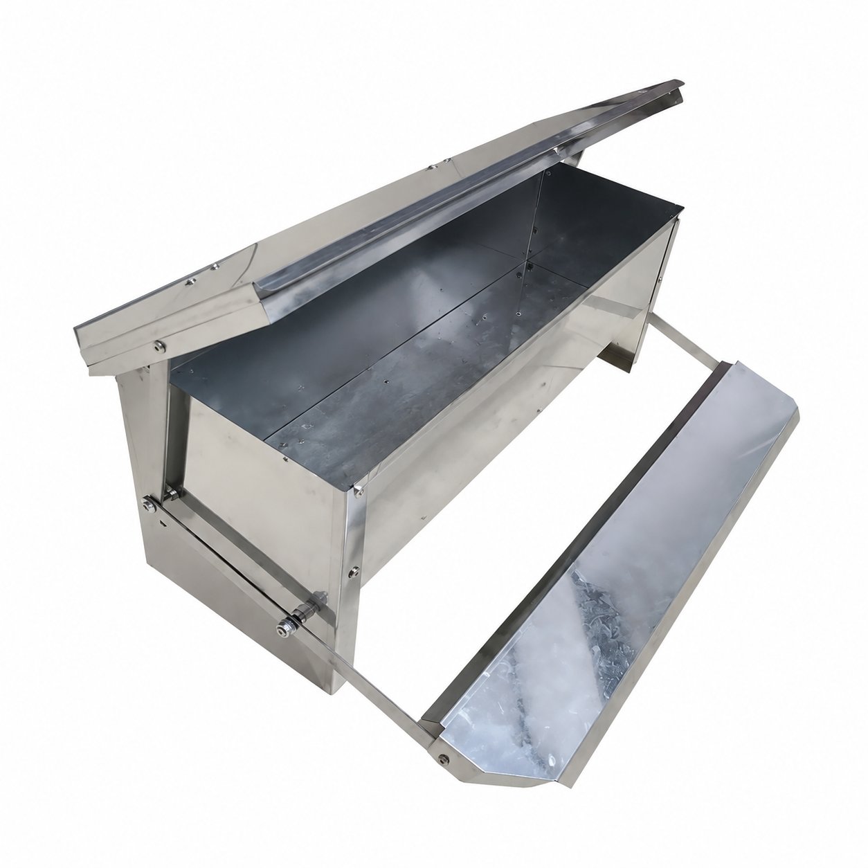 Rainproof Chicken Feeder – Silver-grey Metallic, Red