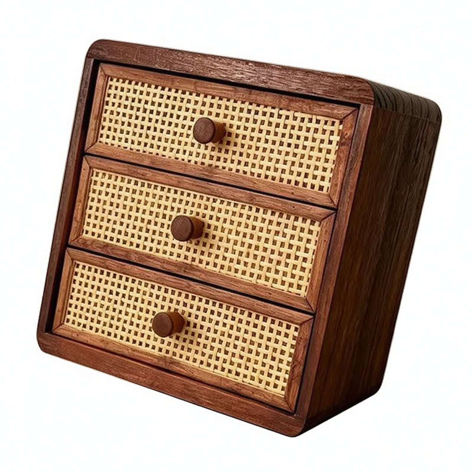 Walnut Wood Tabletop Drawer Cabinet