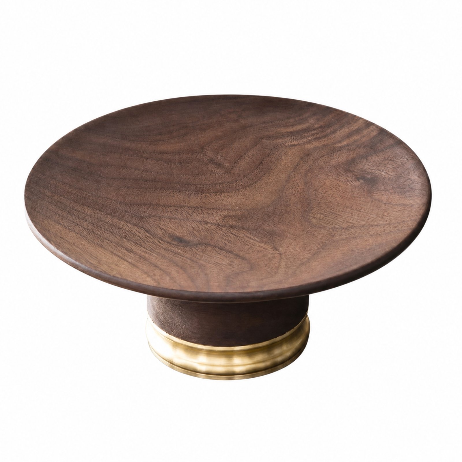 Walnut Serving Plate with Silvery Rims