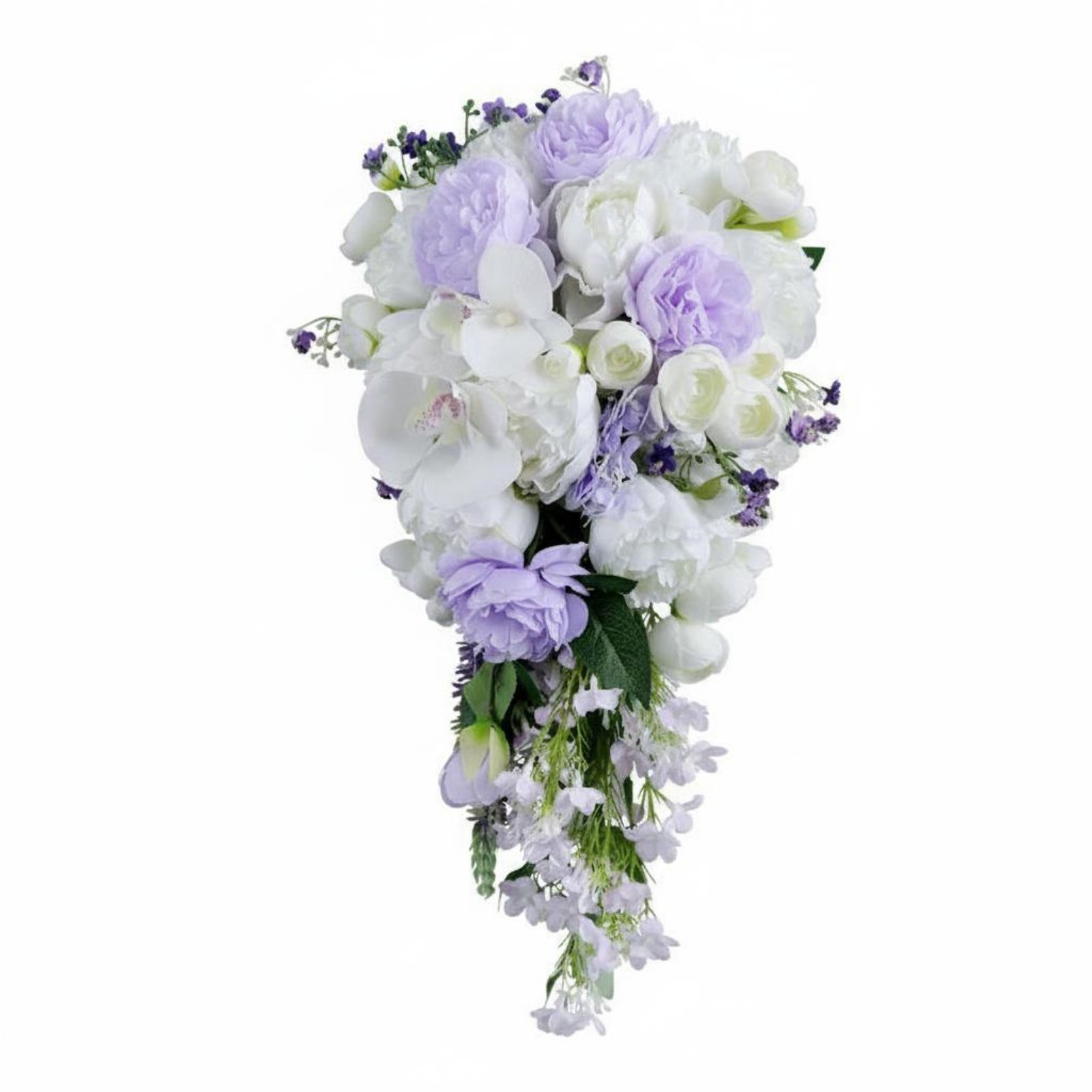 Teardrop Bridal Bouquet – White Purple