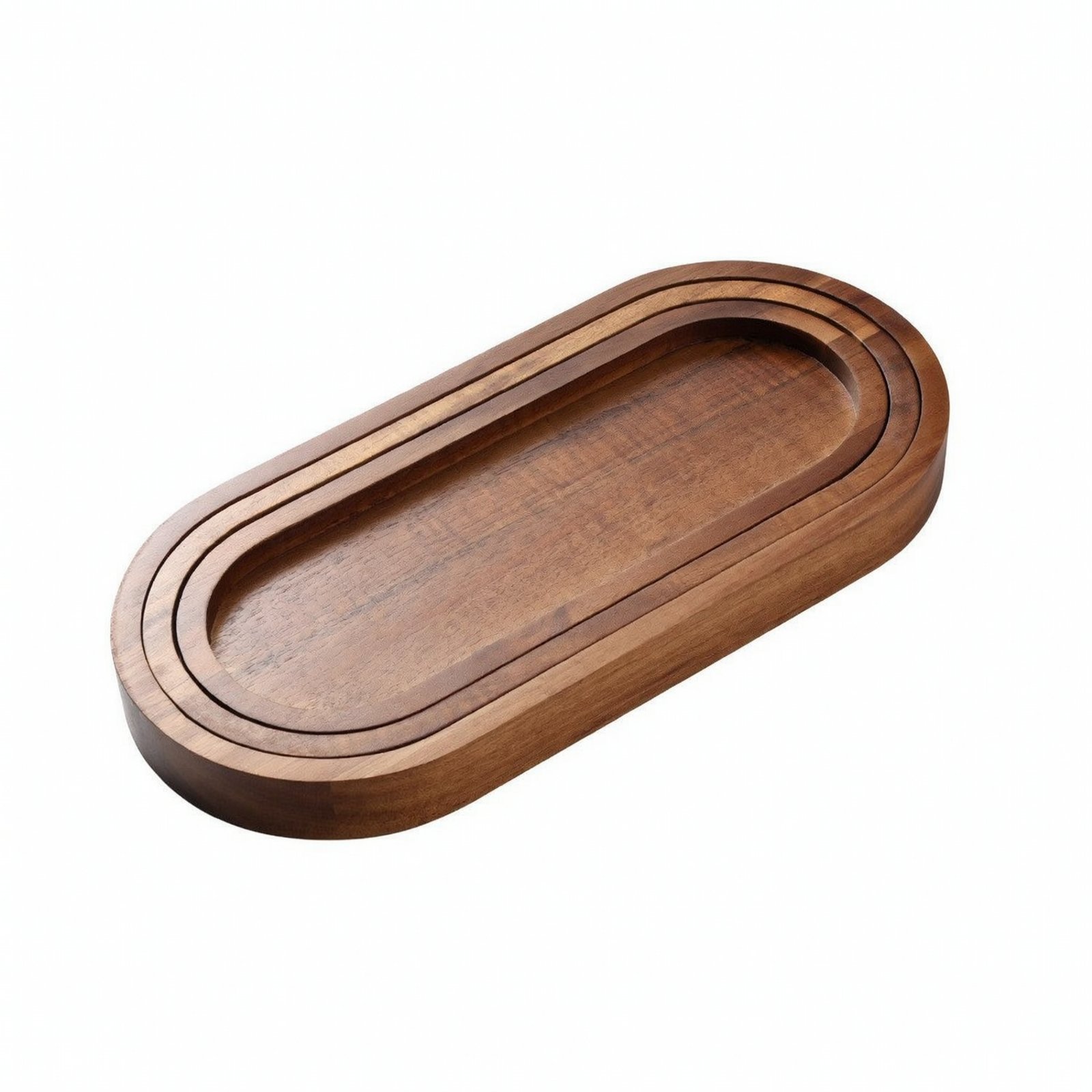3-Piece Solid Wood Oval Tray