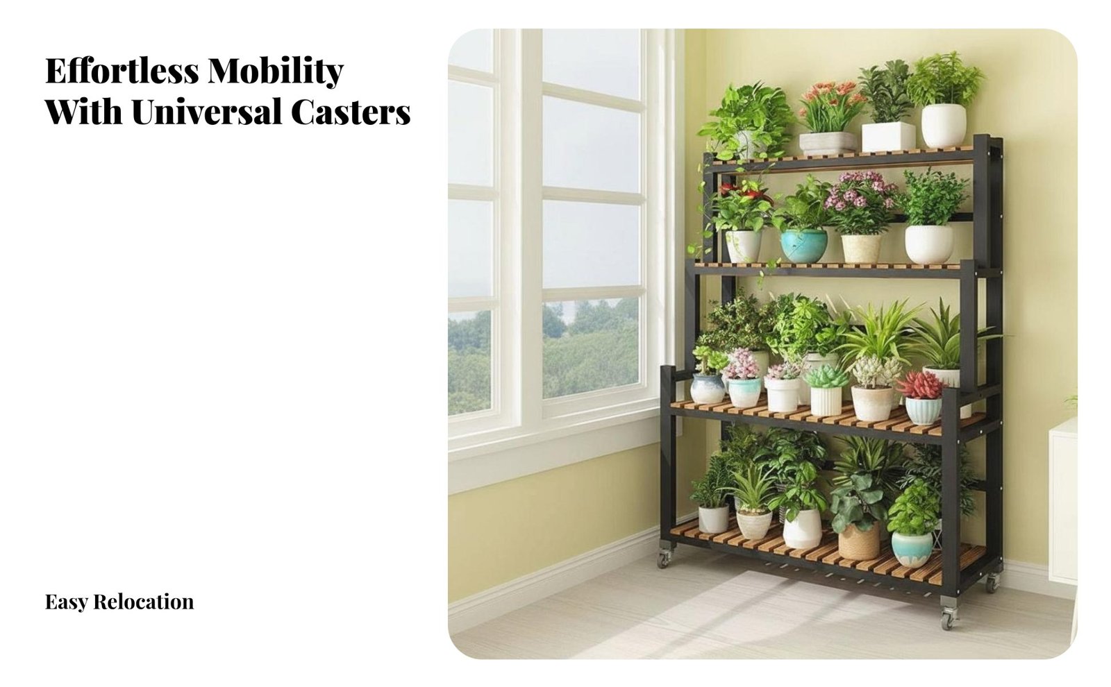 Rolling Multi-Level Plant Shelf